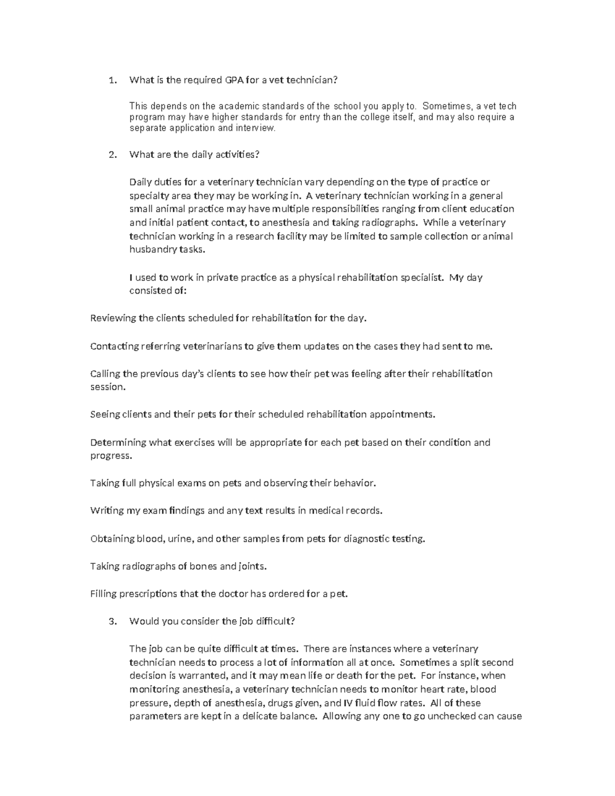 Vet Tech FAQs: Key Insights for Aspiring Technicians - Studocu