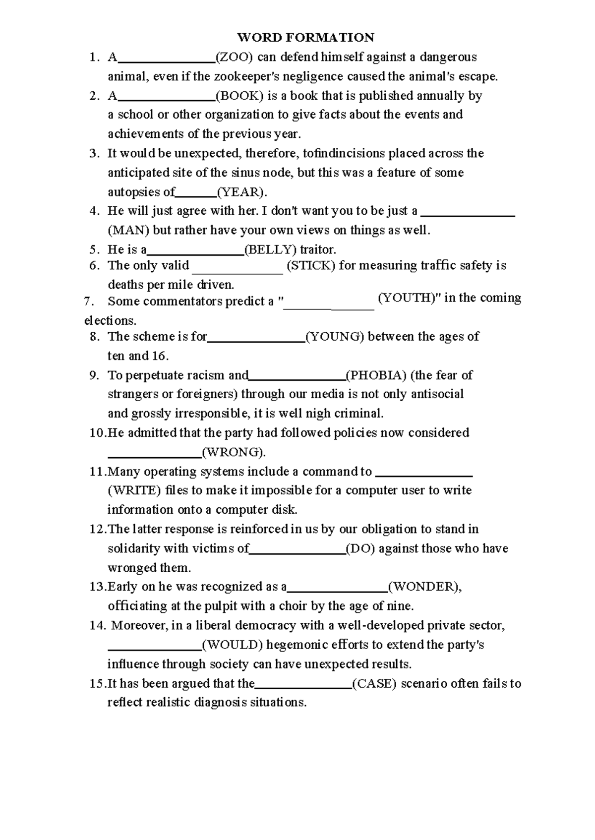 Word Formation Examples and Analysis - 1002 WF GOC - Studocu