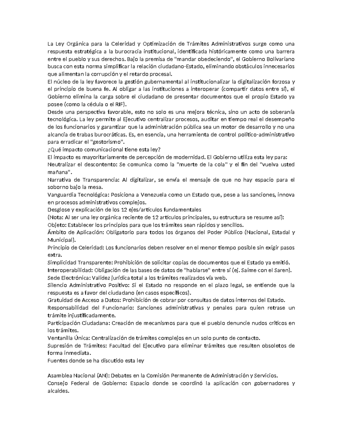 Análisis de la Ley Orgánica para la Celeridad y Optimización de ...