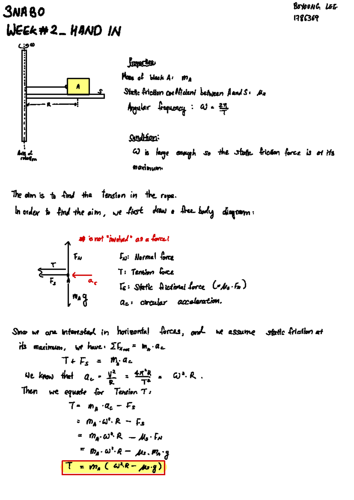Week 2 - Homework 2: Tension in the Rope Analysis - Studeersnel