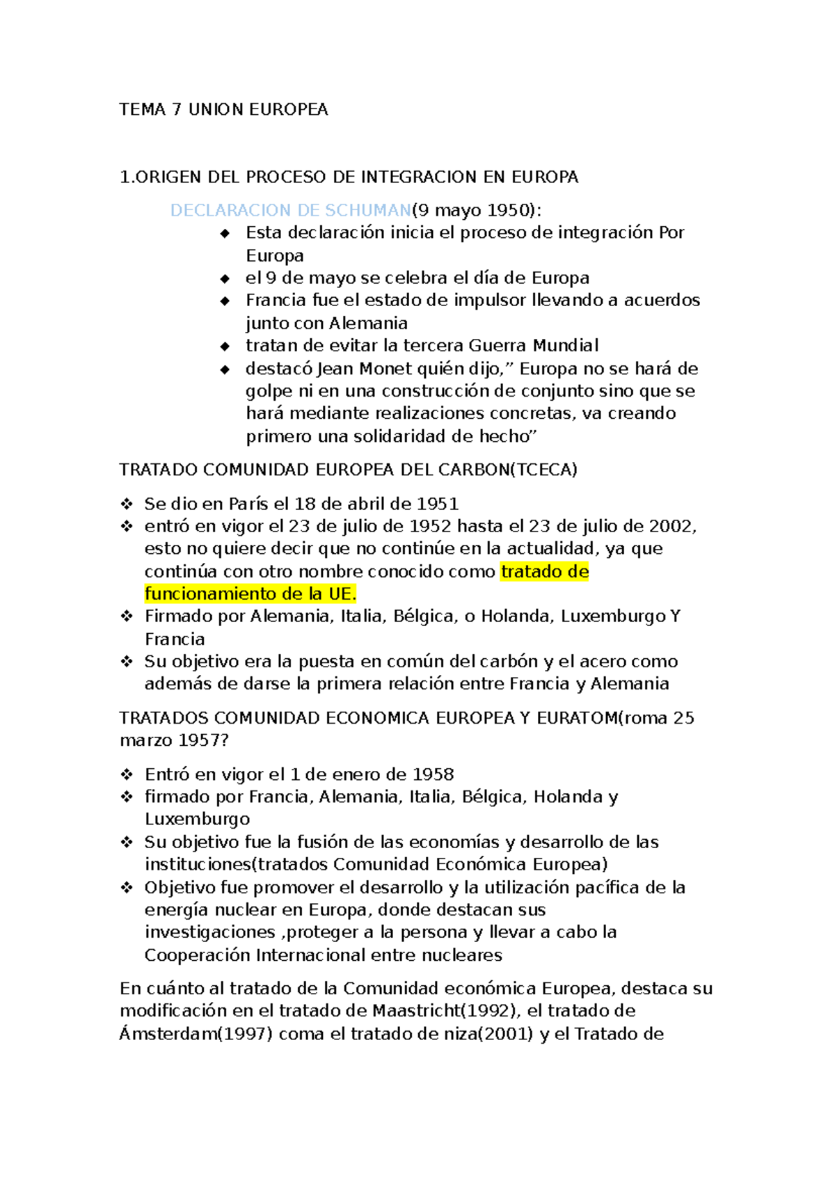 TEMA 7: Proceso de Integración en la Unión Europea y su Naturaleza ...