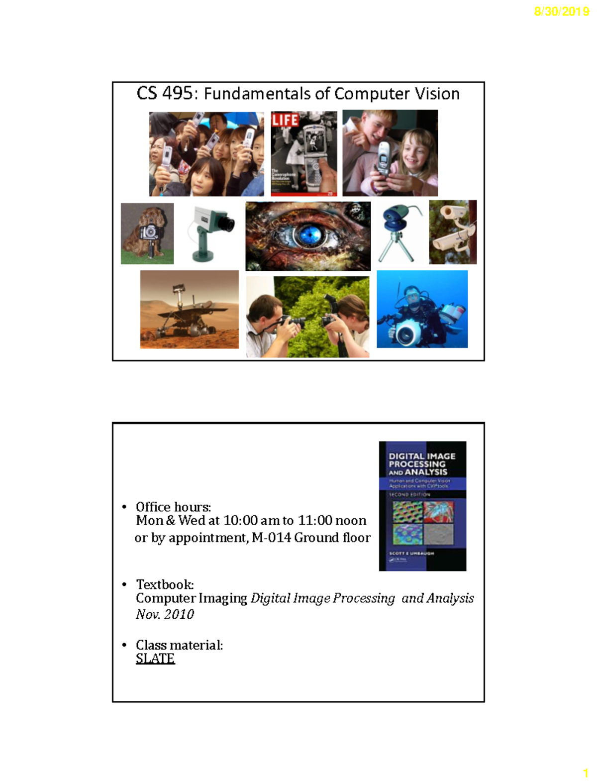 CS 495: Lecture Notes on Fundamentals of Computer Vision - Studocu