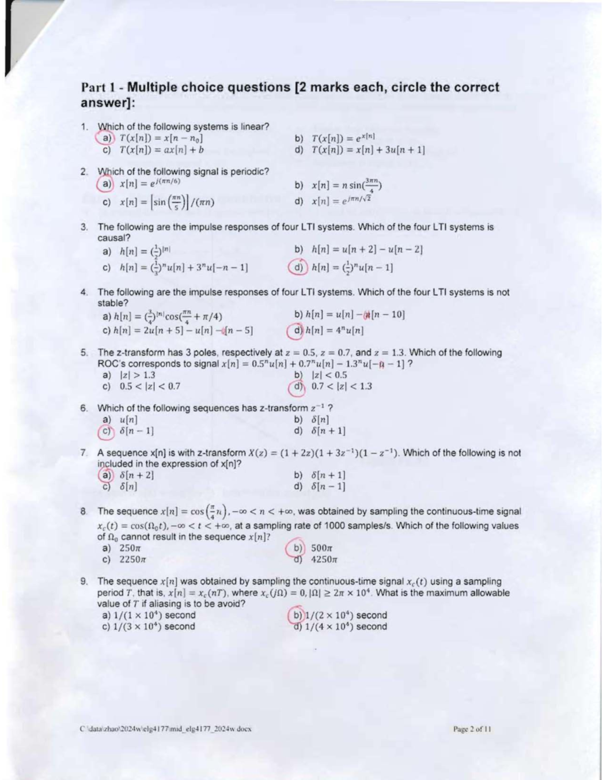 Solutions for Midterm Exam ELG4177 - 2024W - Studocu