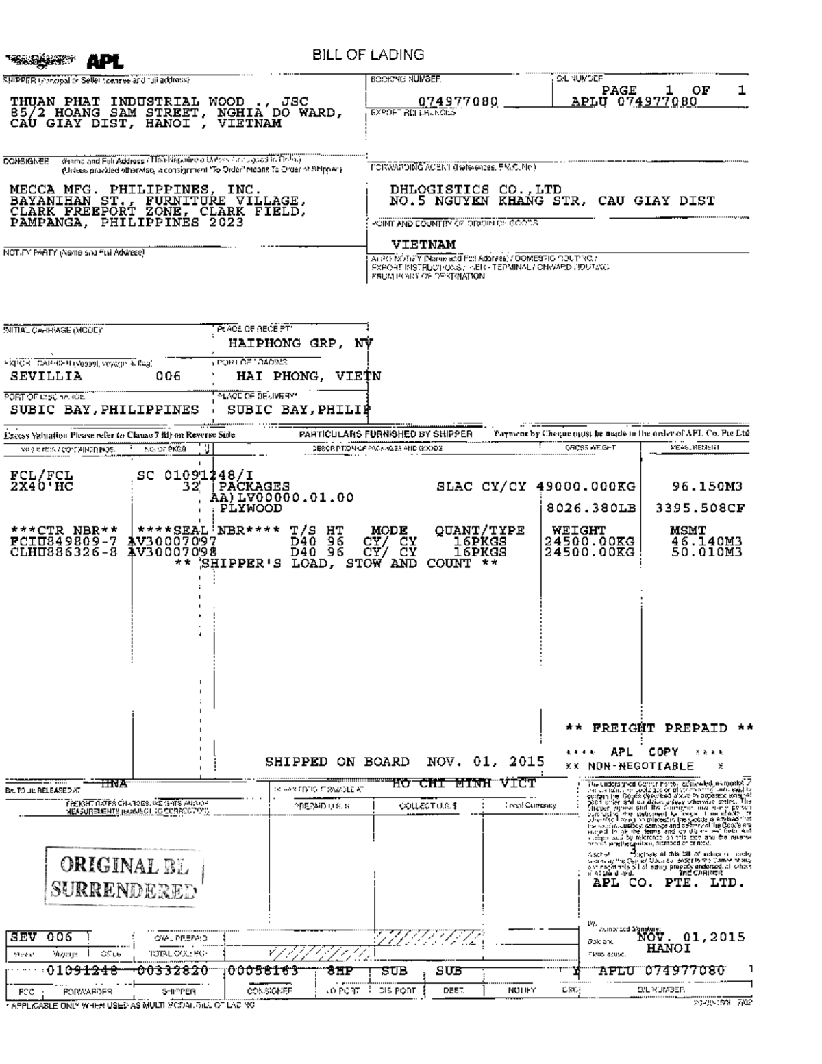 Mẫu BL - Multimodal Transport Bill of Lading KCHTJ - Studocu