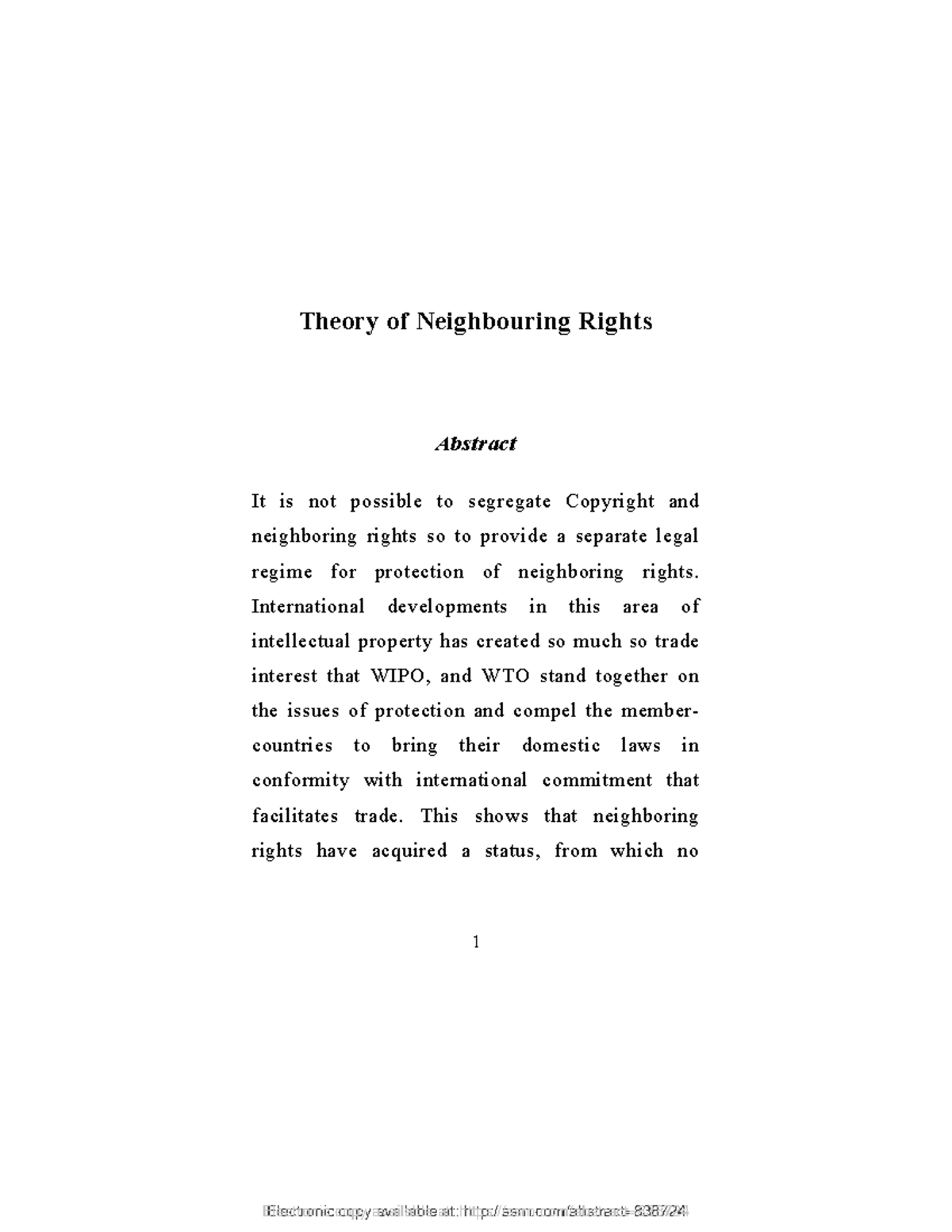 Theory of Neighbouring Rights: An Analysis of Legal Frameworks - Studocu