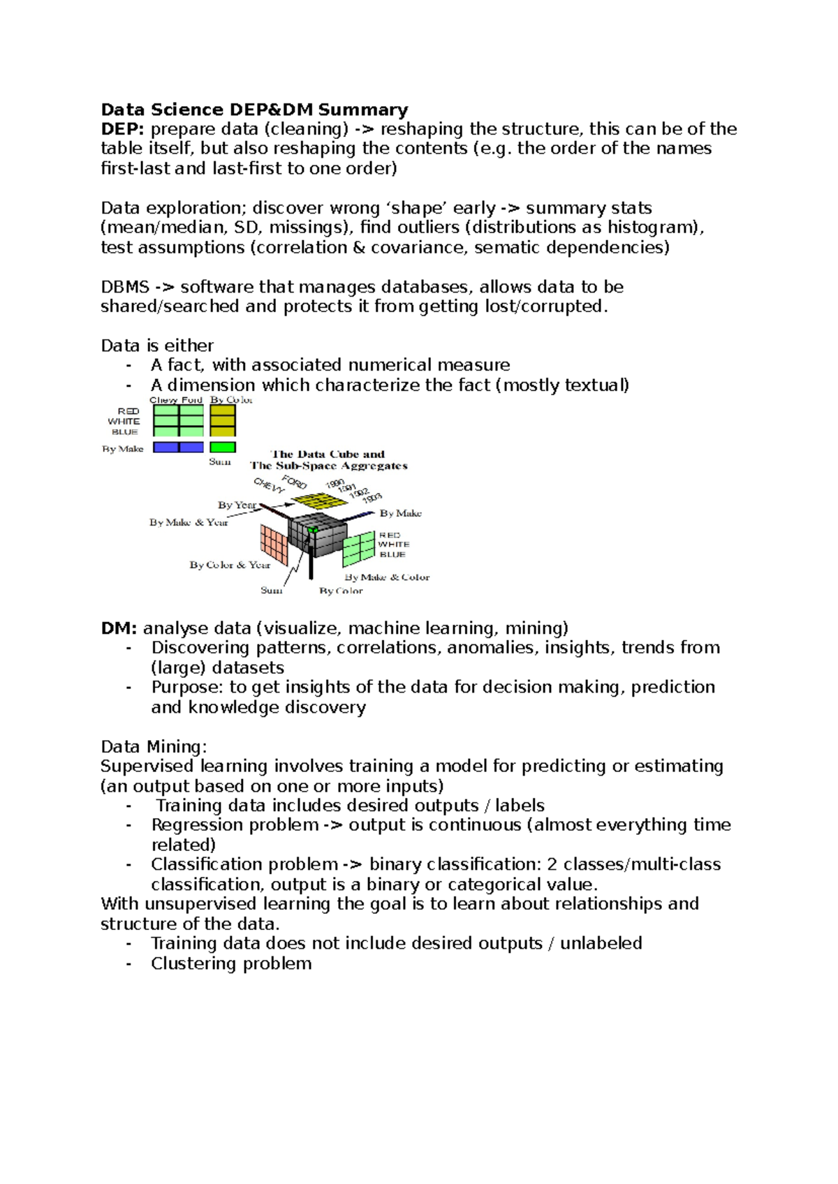 Data Science DEP&DM Summary: Key Concepts & Techniques Explained ...