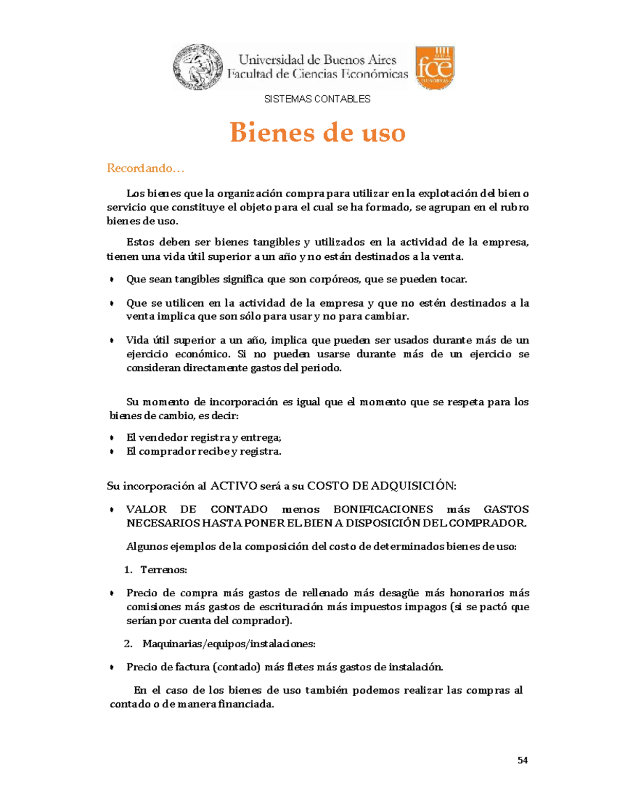 Guía 2 Parcial Sistemas Contables: Bienes de Uso y Amortización - Studocu