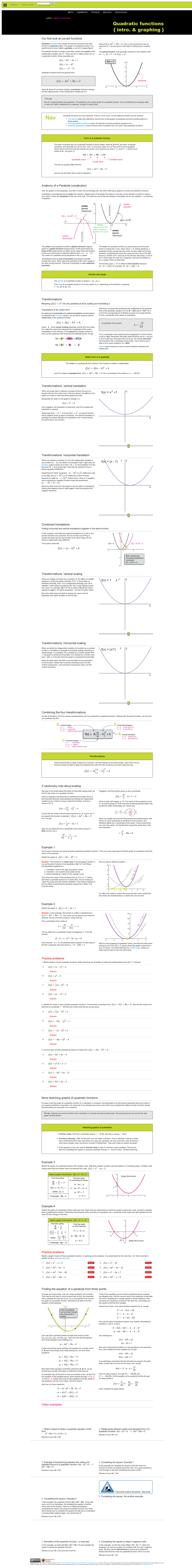 Quadratic Functions: Introduction to MATH Concepts and Graphing - Studocu