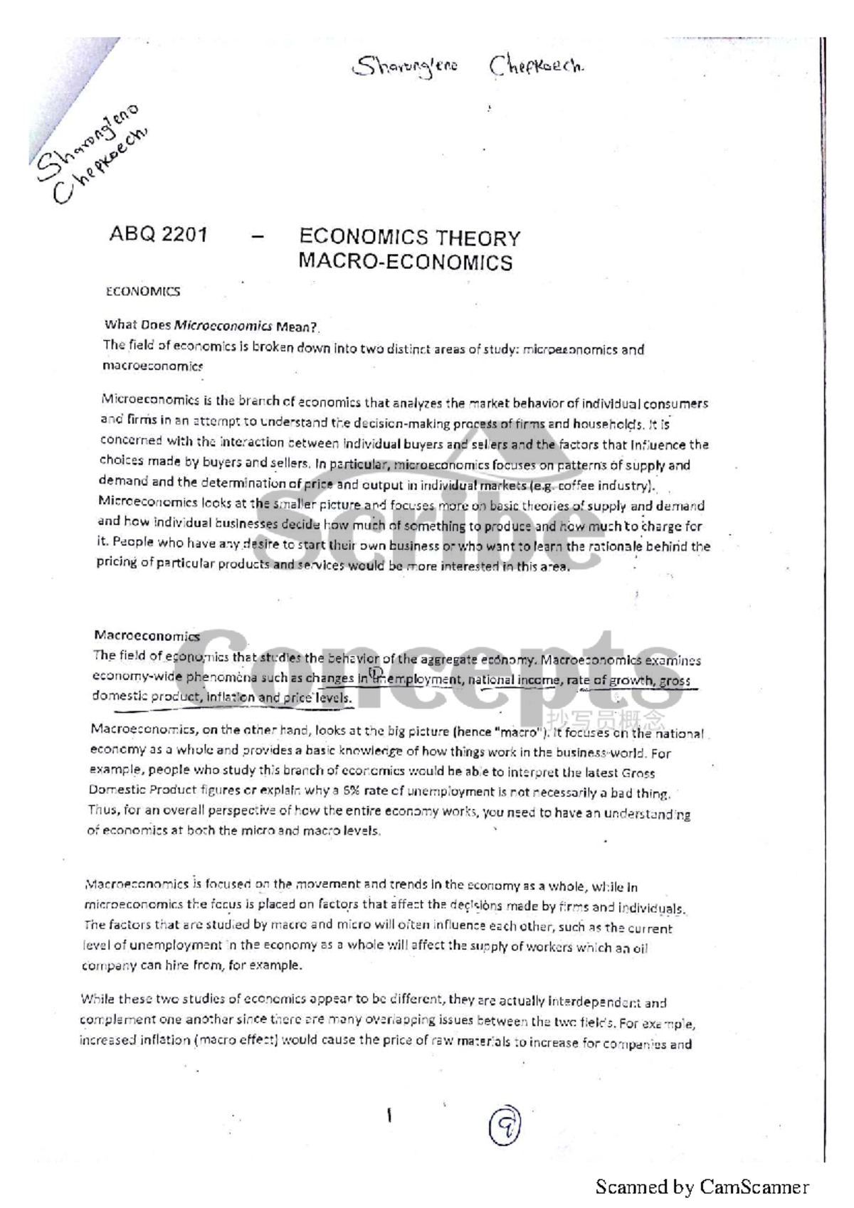 ABQ 2201 ECONOMIC THEORY: Micro vs. Macro Analysis Lecture Notes - Studocu