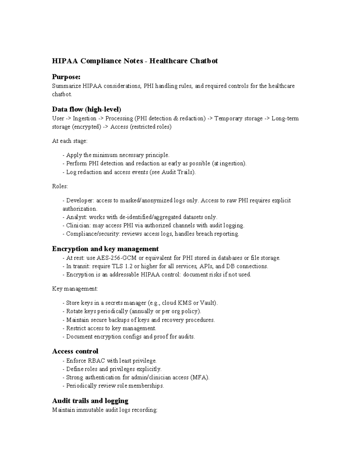 HIPAA Compliance Notes: Requirements for Healthcare Chatbots - Studocu