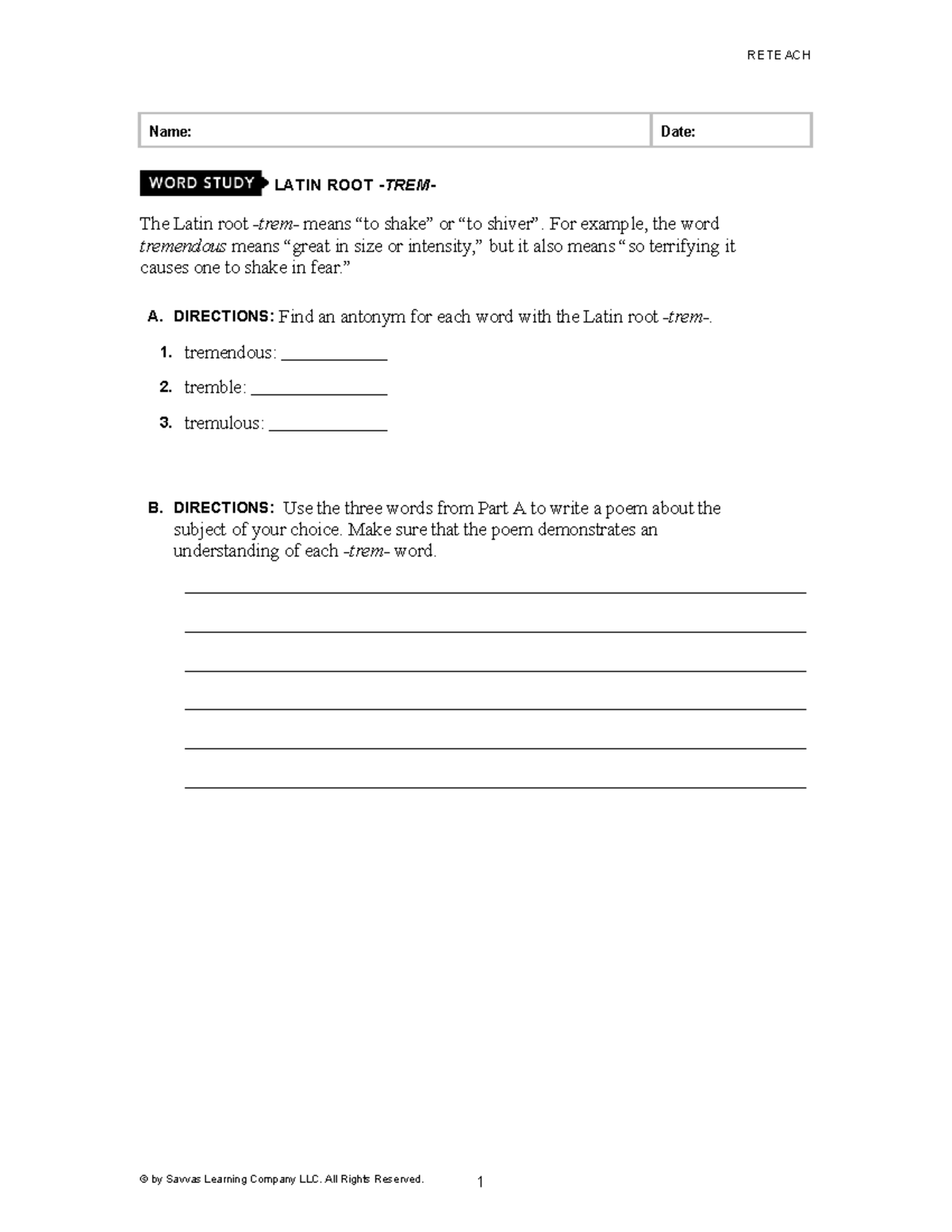 Latin Root Study Guide: Understanding 'Trem' Words - Studocu