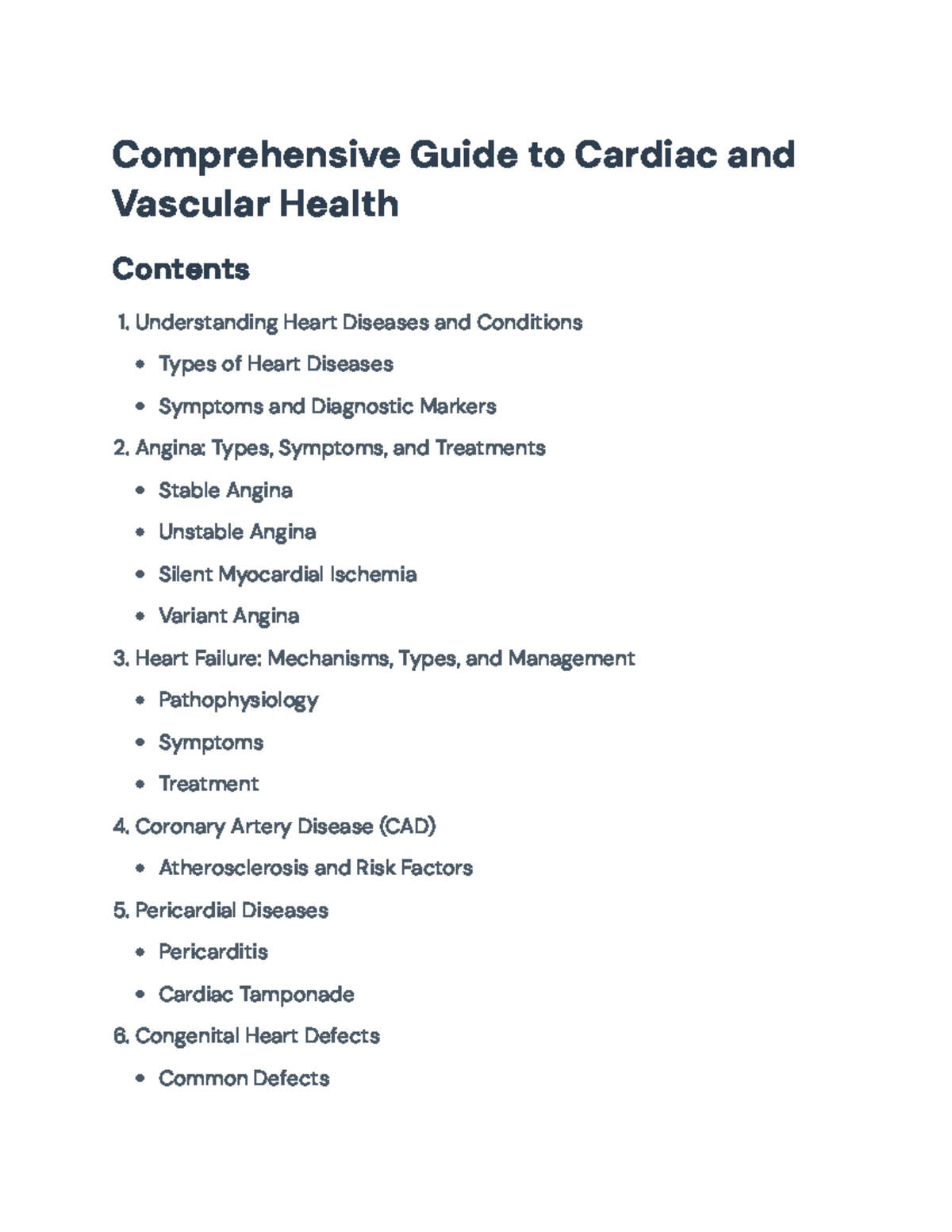 Comprehensive Guide to Cardiac and Vascular Health Overview ...