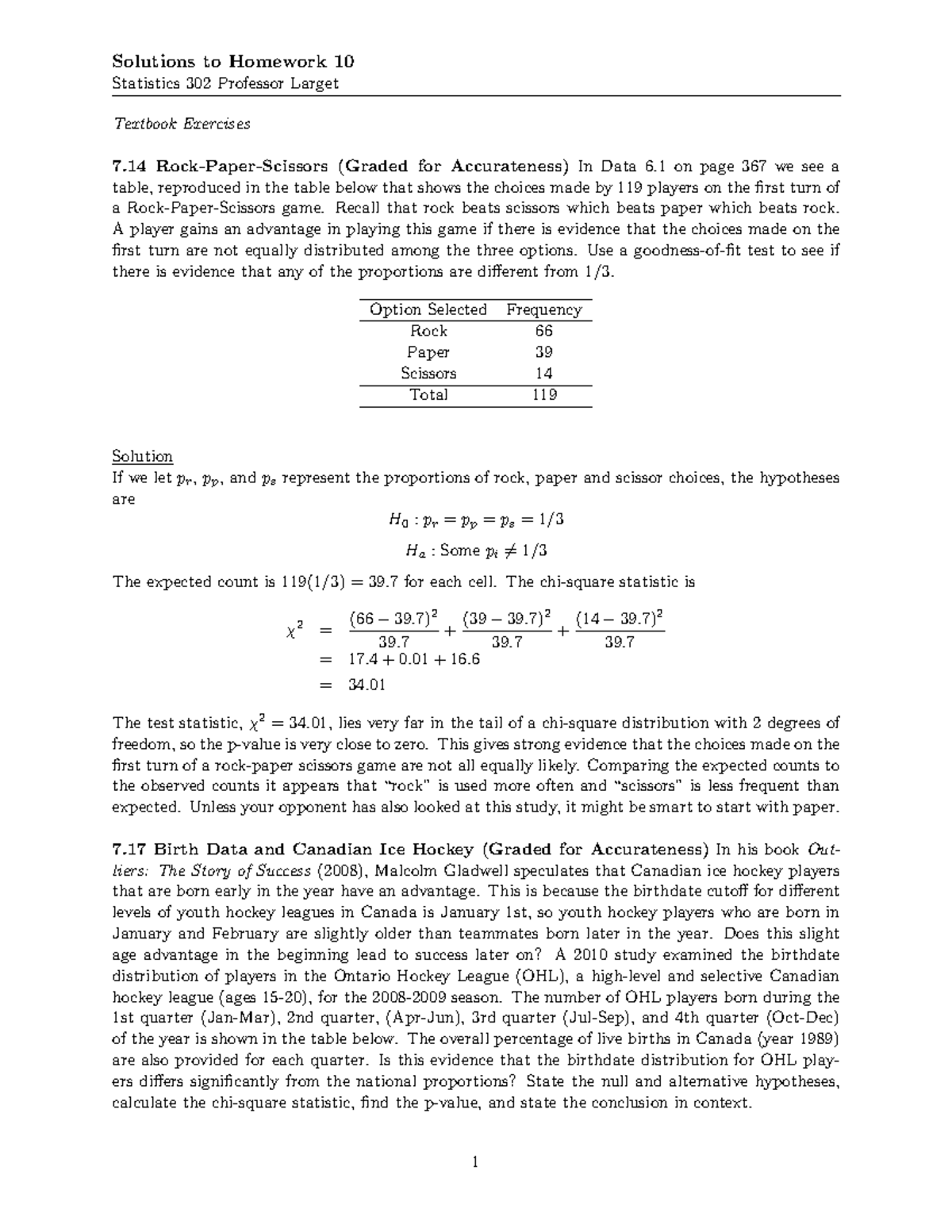 Sol10 - Assignments - Solutions to Homework 10 Statistics 302 Professor ...