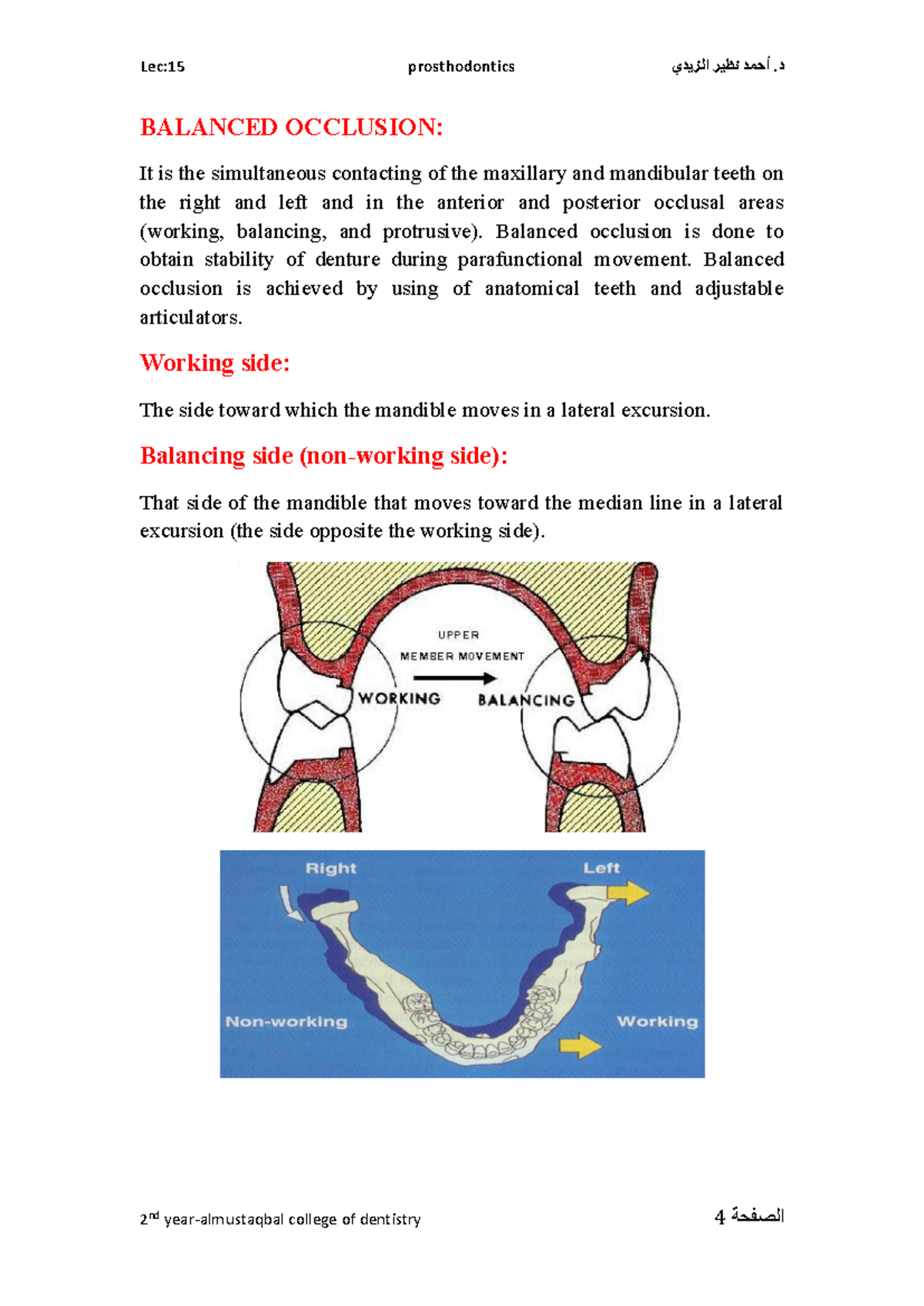 Prosthodontics Lecture 15: Balanced Occlusion Overview - Studocu