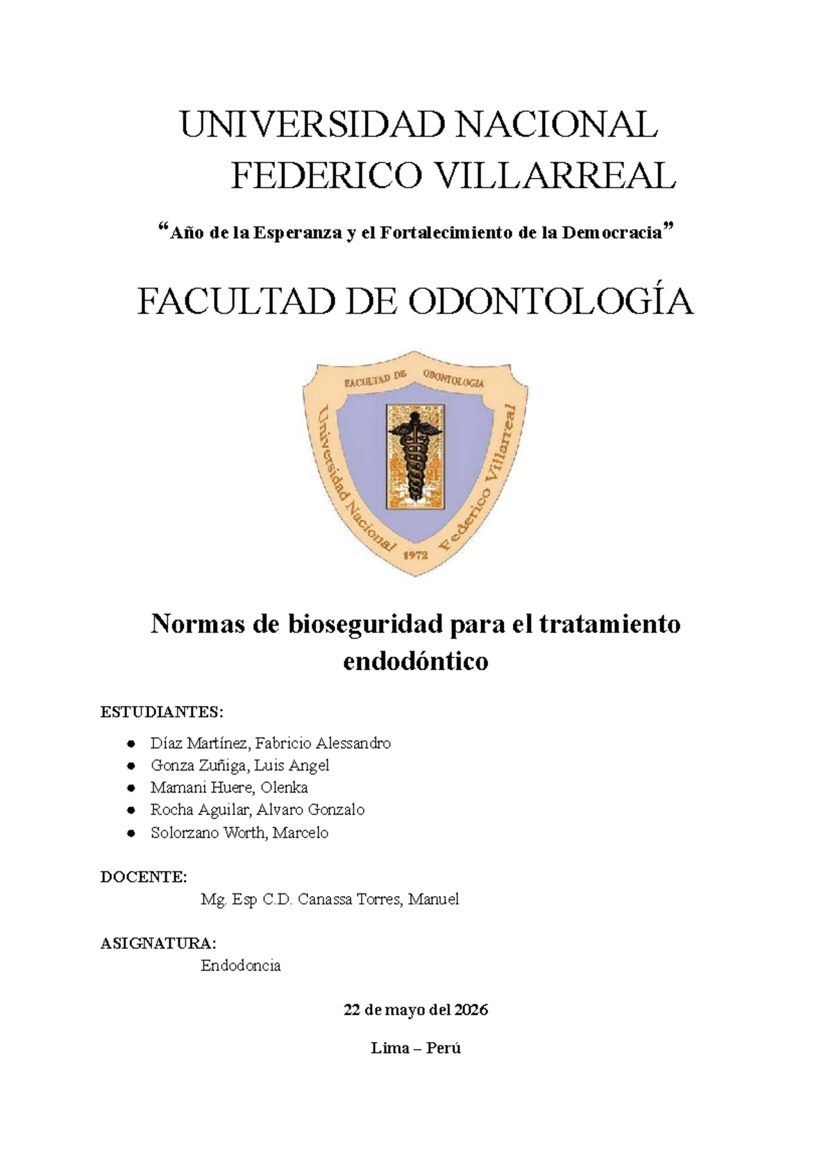Bioseguridad en Endodoncia: Normas y Protocolos Esenciales - Document Preview