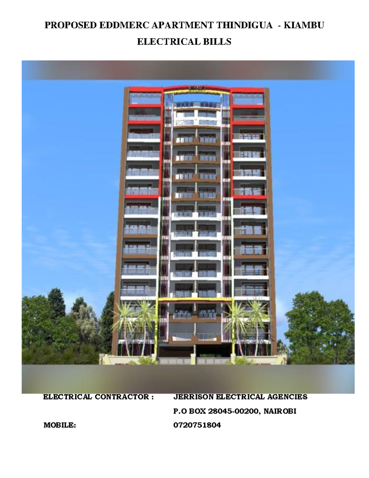 EDDMERC Apartment Electrical Works Proposal: 2 & 3 Bedroom Units - Studocu