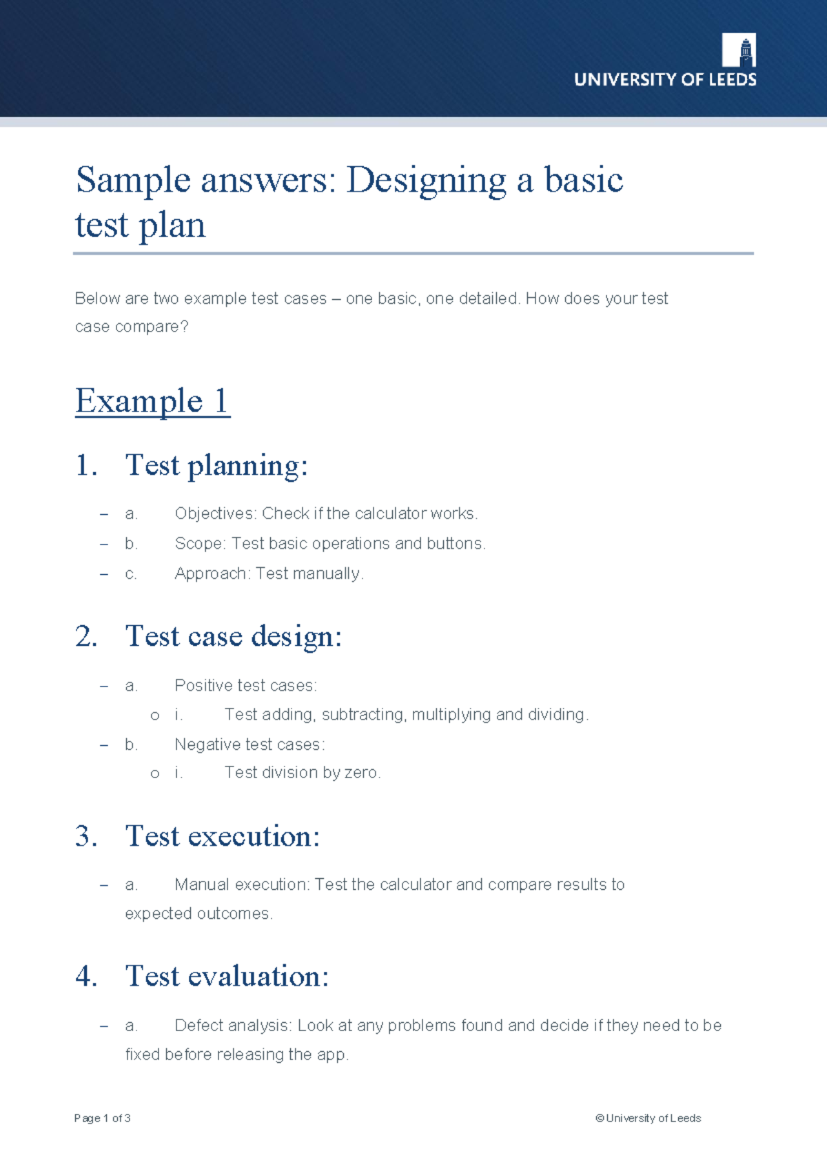 Foundations of Software Testing (FST 101): Basic Test Plan Examples ...