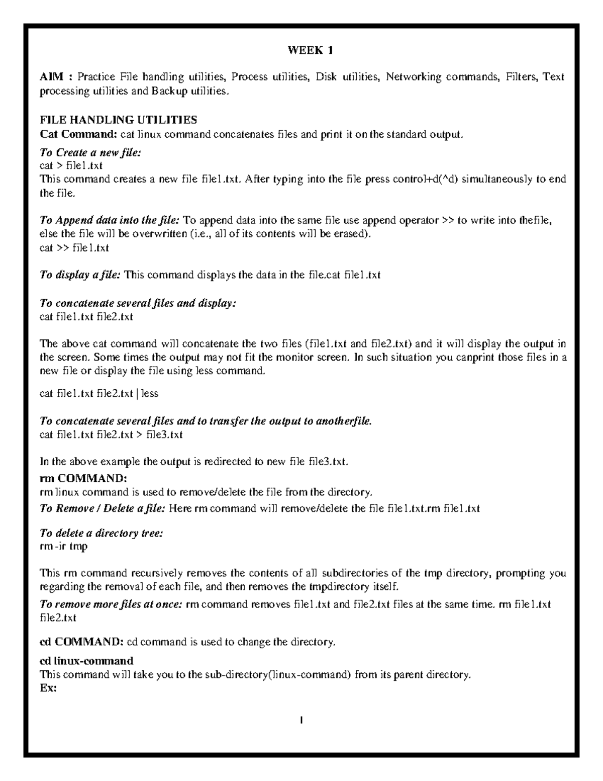(R20A0567) CN and OS Lab Manual: File Handling & Networking Utilities ...