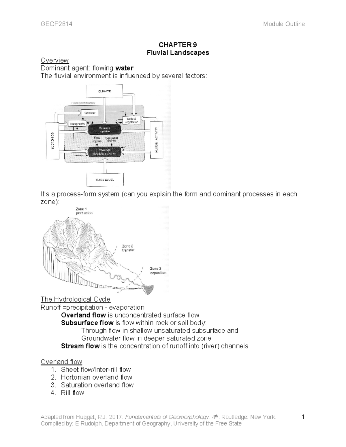 GEOP2614 Chapter 9: Overview of Fluvial Landscapes and Processes - Studocu