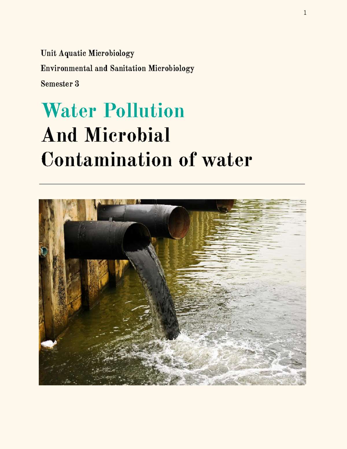 Water Pollution and Microbial Contamination in Aquatic Microbiology ...