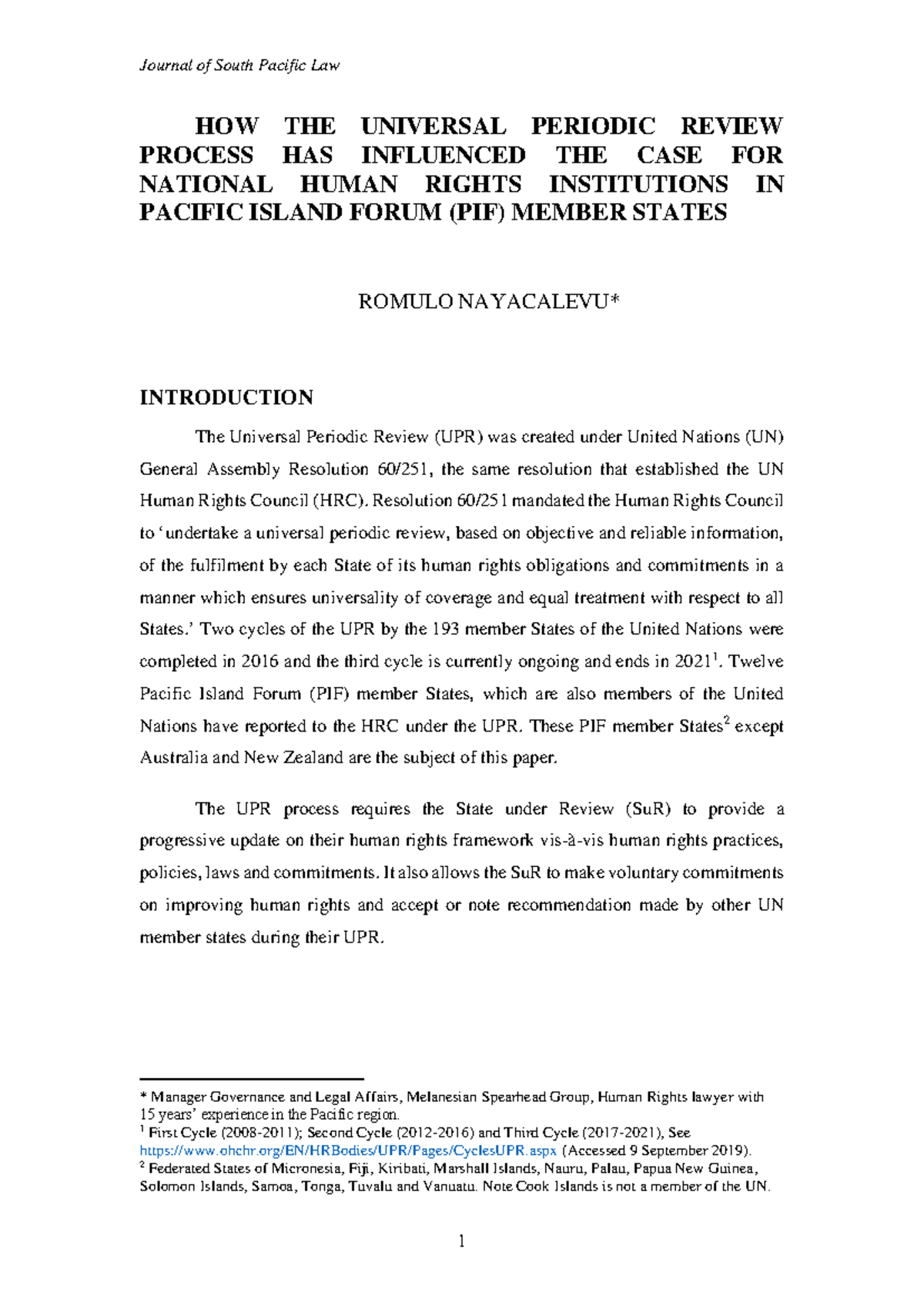 PL305 W1 - The Impact of the Universal Periodic Review on National ...