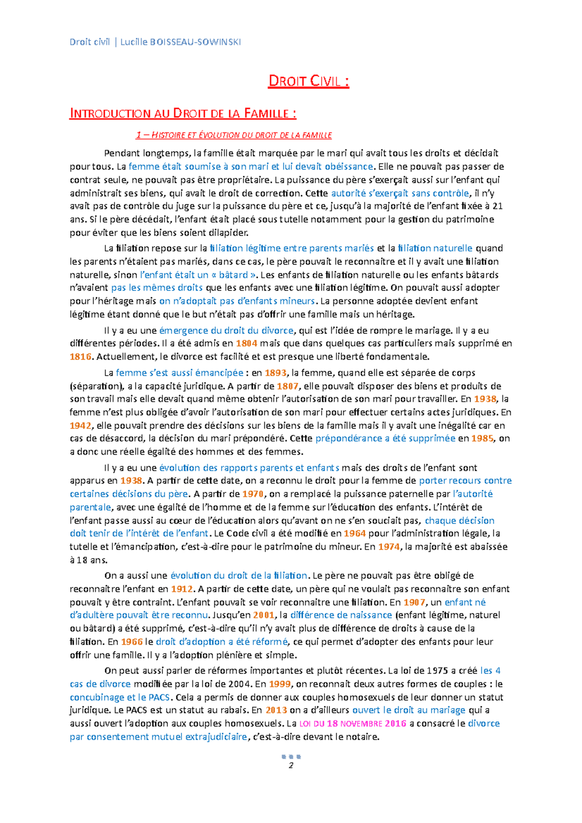 Droit civil - DROIT CIVIL : INTRODUCTION AU DROIT DE LA FAMILLE : 1 ...