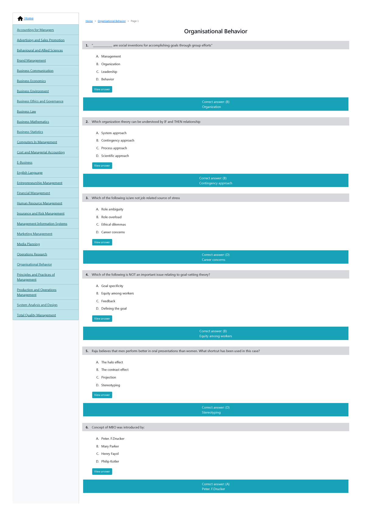 Organisational Behavior MCQs - Study Guide for Course OB101 - Studocu