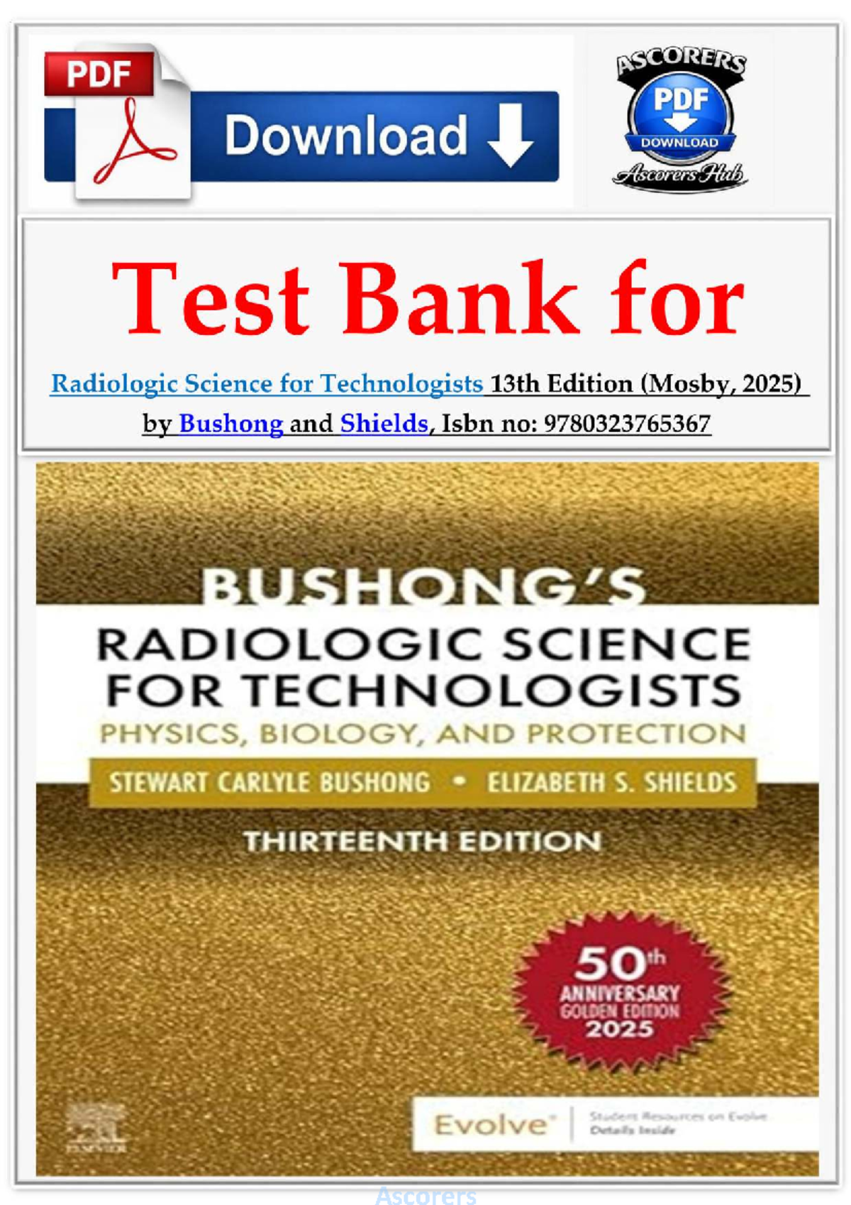 Radiologic Science for Technologists (RAD 101) - Test Bank Chapter 01 ...