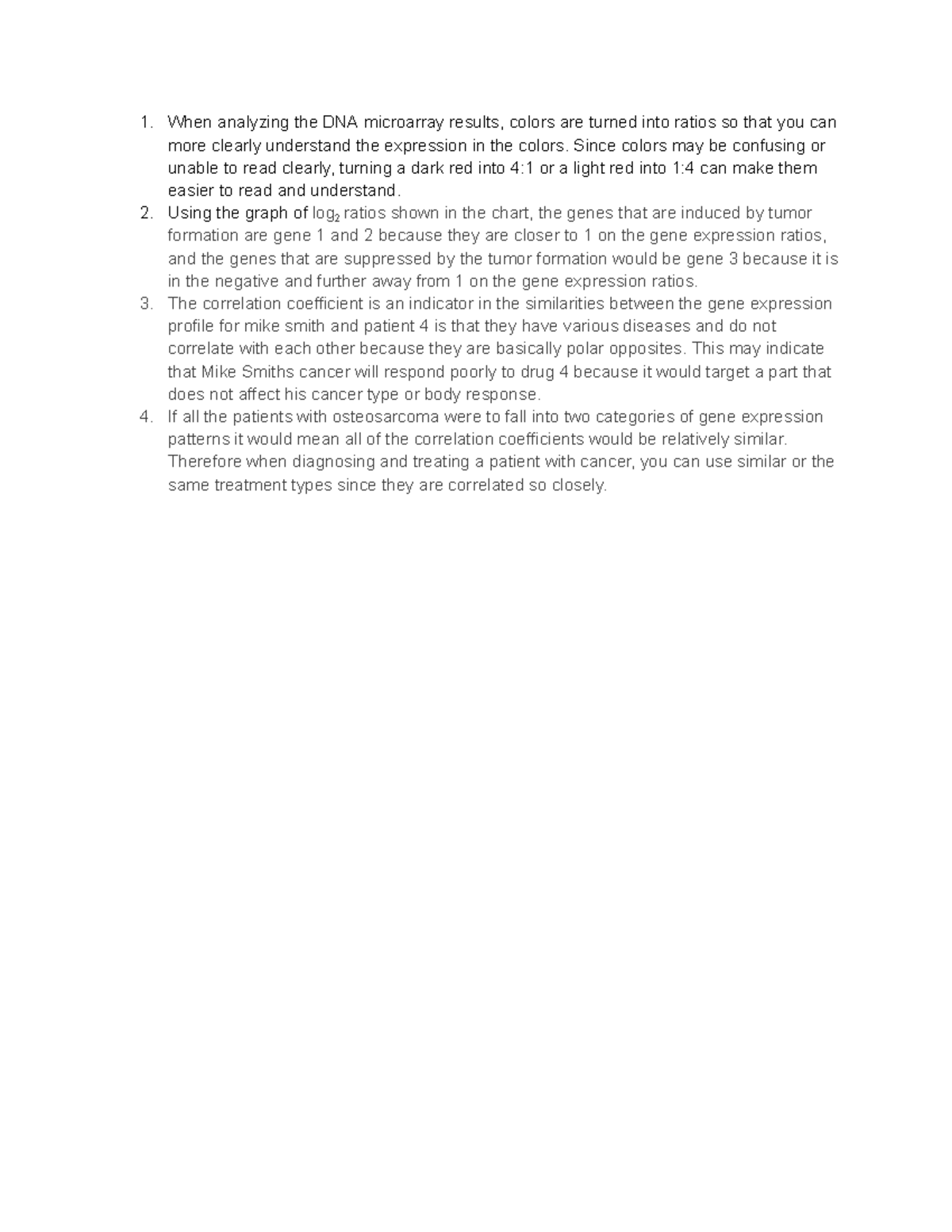DNA Microarray Analysis Conclusion for Cancer Study (Course Code ...