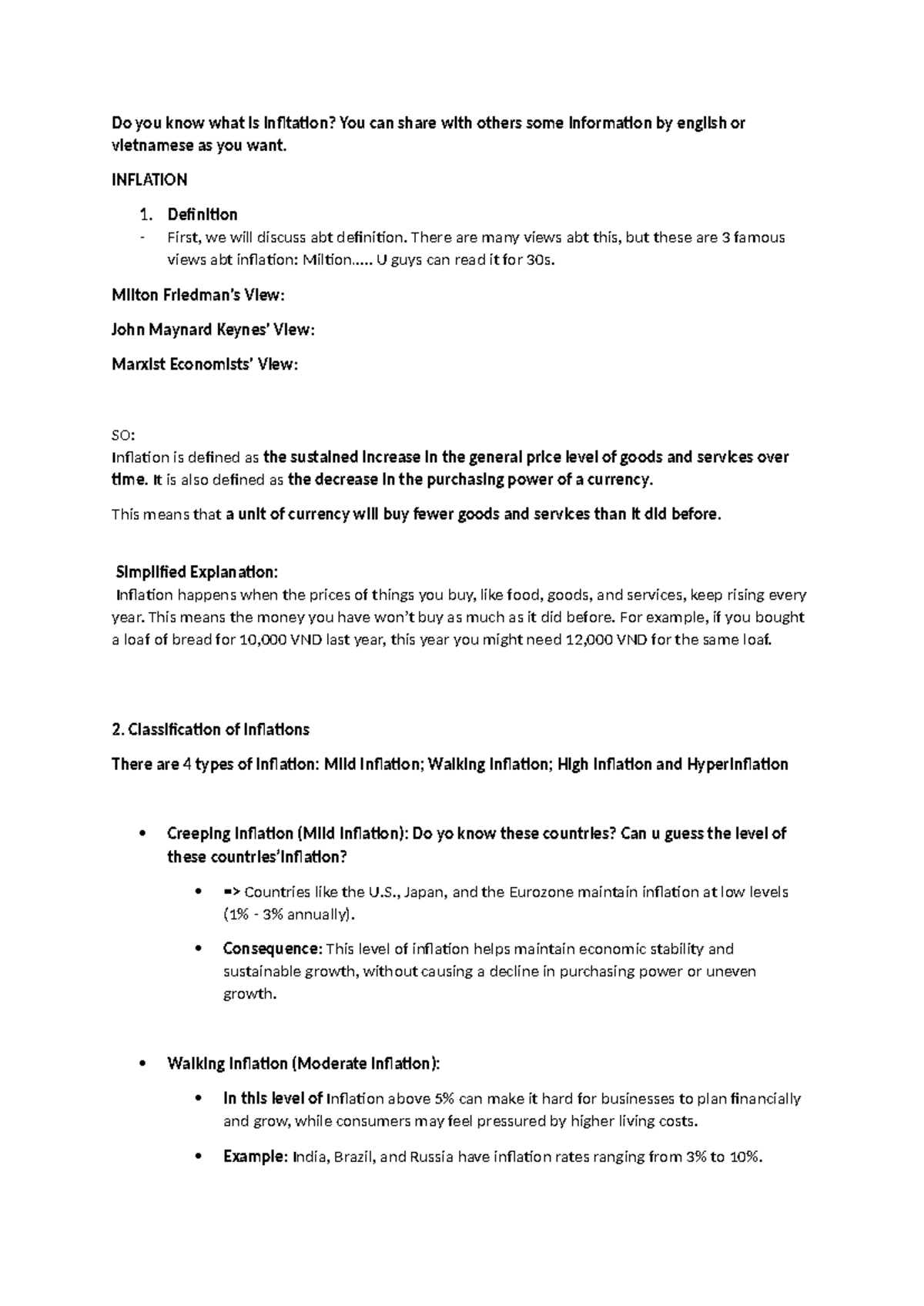 Inflation Insights: Key Definitions, Classifications & Causes - Studocu