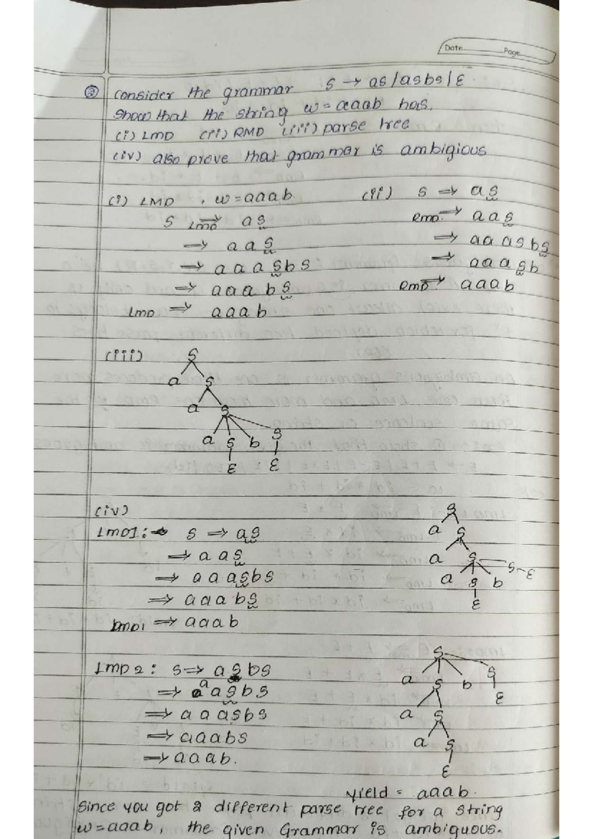 CS 101 - Ambiguity in Grammar: LMD and RMD Analysis - Studocu