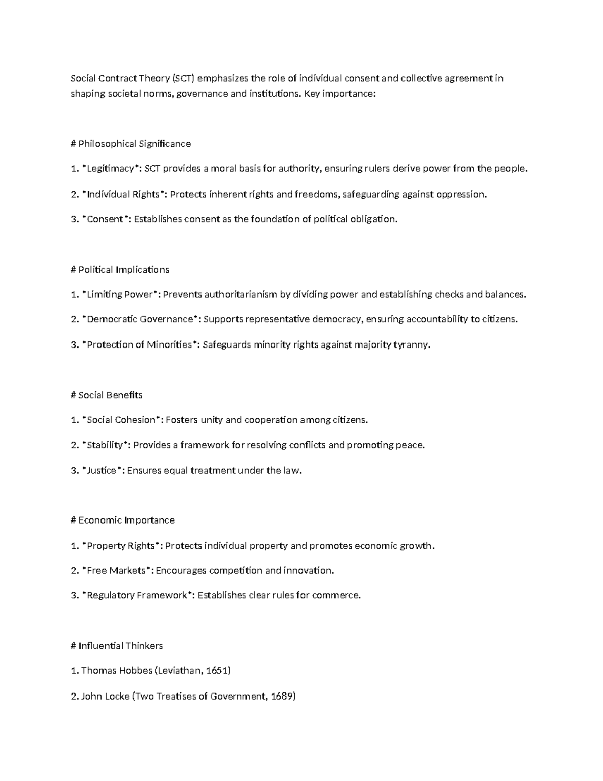 Social Contract Theory (SCT): Key Concepts and Implications - Studocu