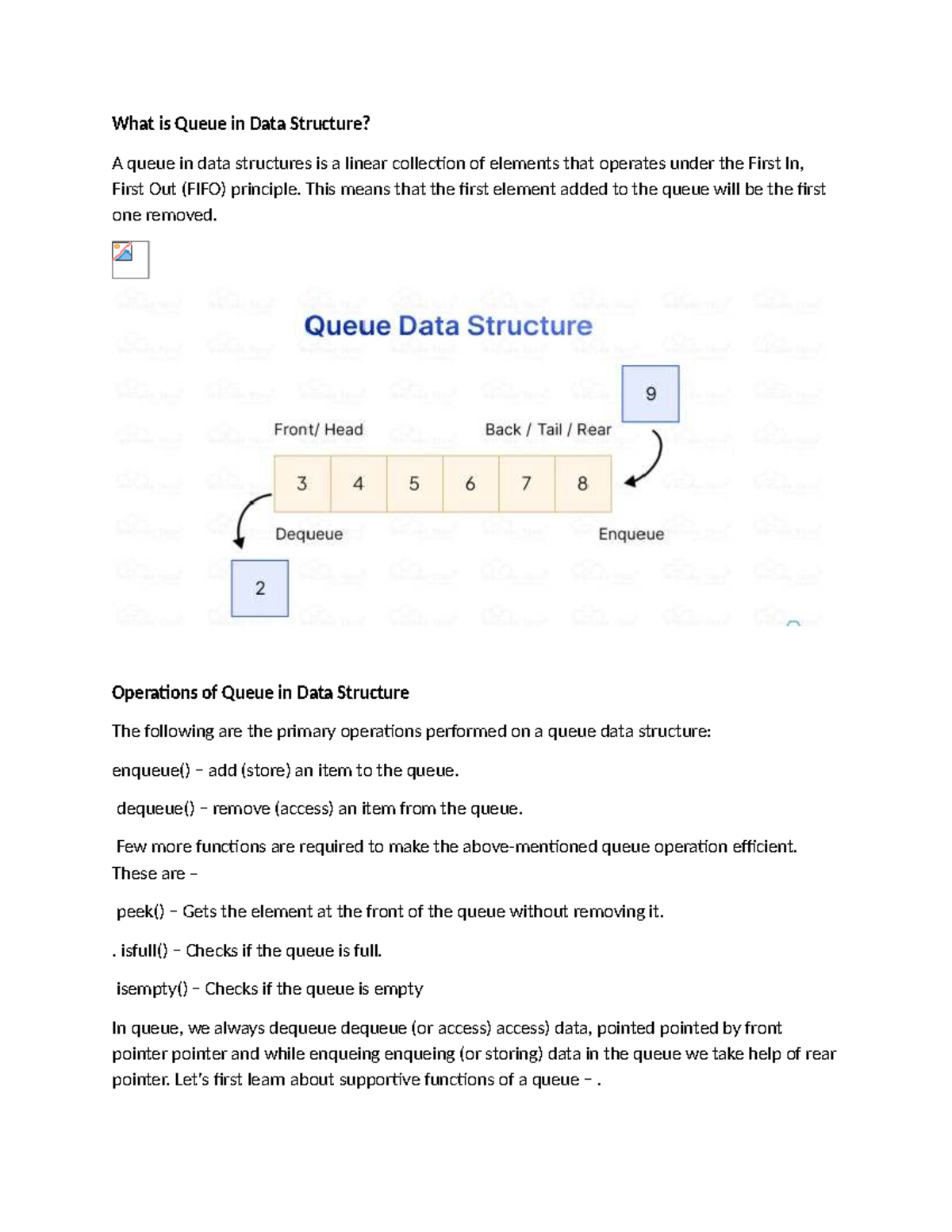 Queue in Data Structures: Concepts & Applications - NIL - Studocu