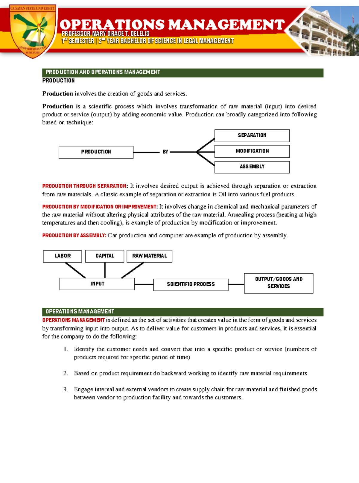 Production AND Operations Management 1 - PRODUCTION AND OPERATIONS ...