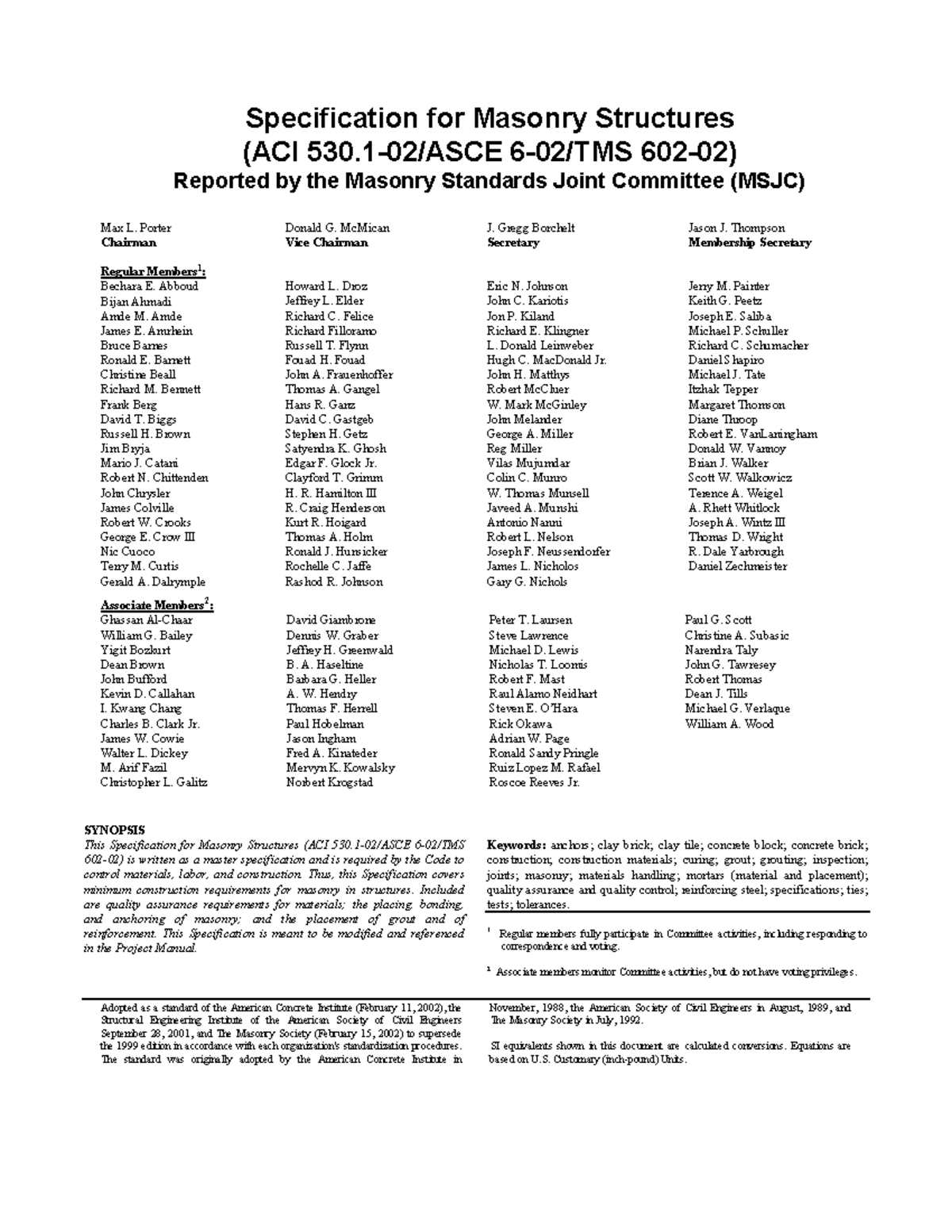 Specification for Masonry Structures (ACI 602) - A Comprehensive Guide ...