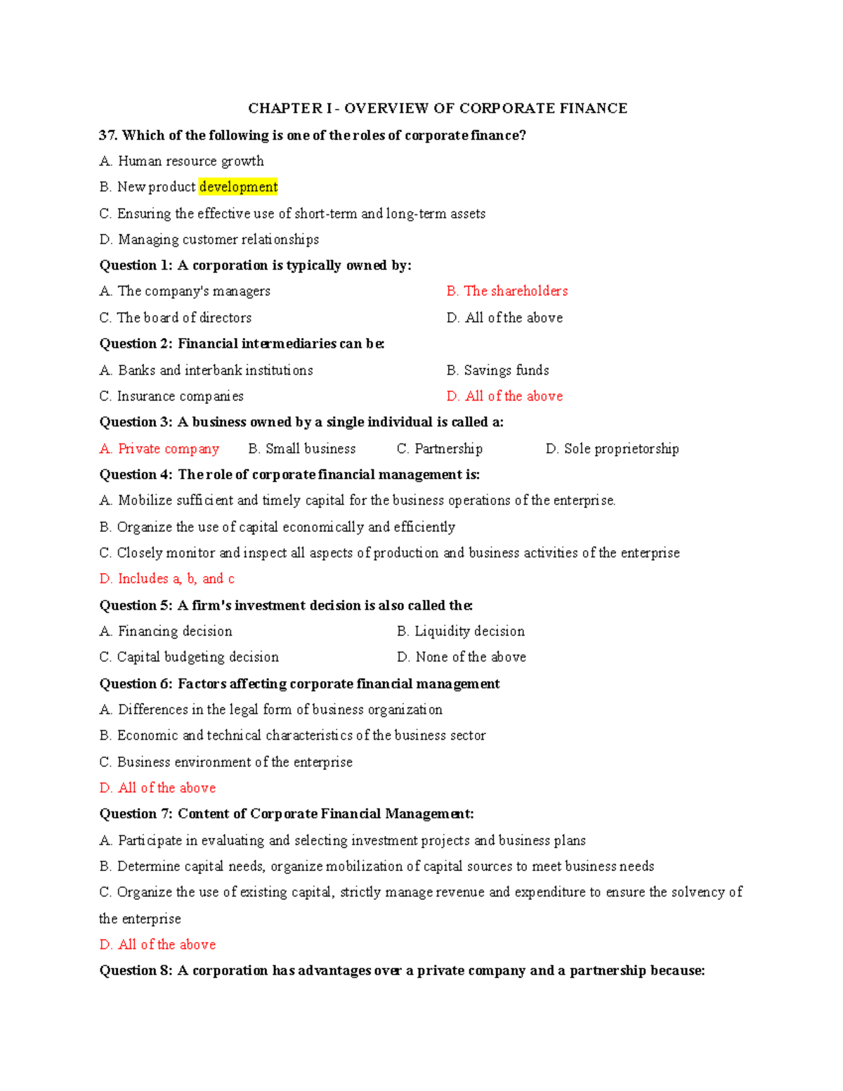 CHAPTER 1 & 2 - Introduction to Corporate Finance: Time Value of Money ...