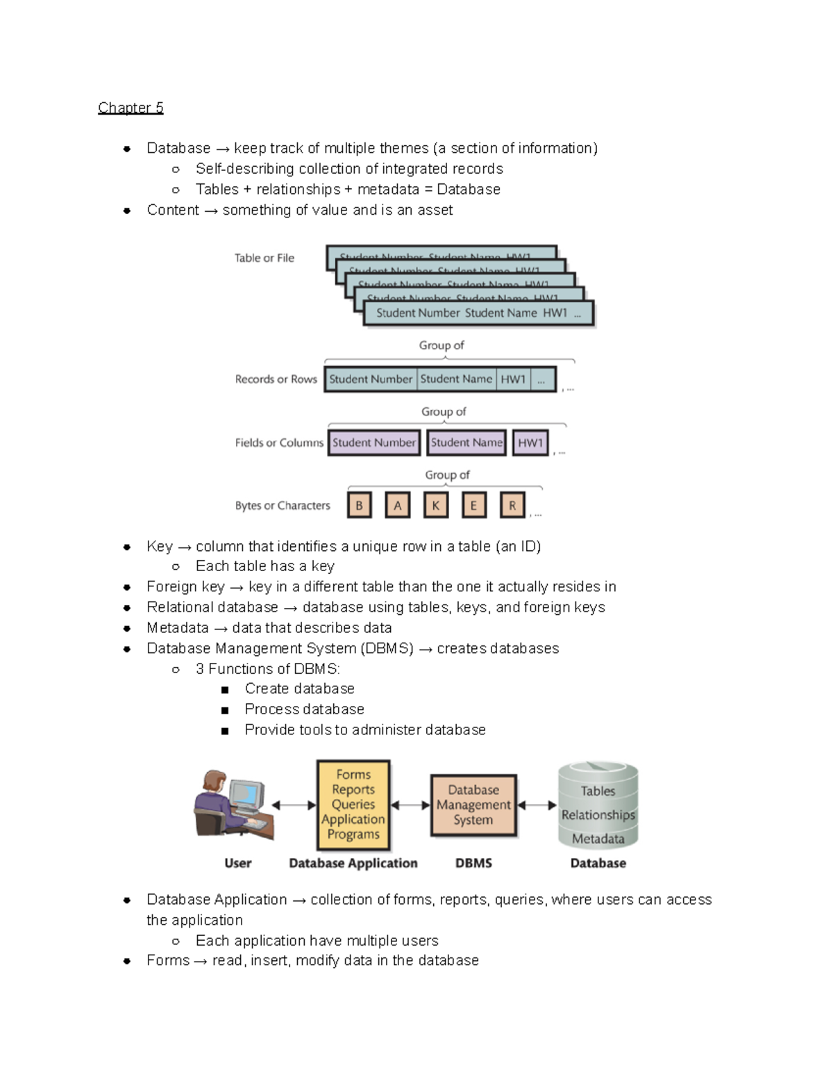 Chapter 5 - Chapter 5 Database → keep track of multiple themes (a ...