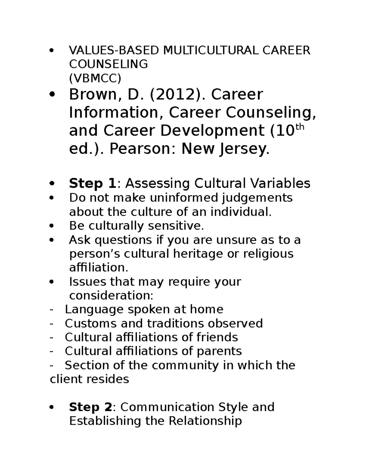 Values-Based Multicultural Career Counseling: Strategies and ...
