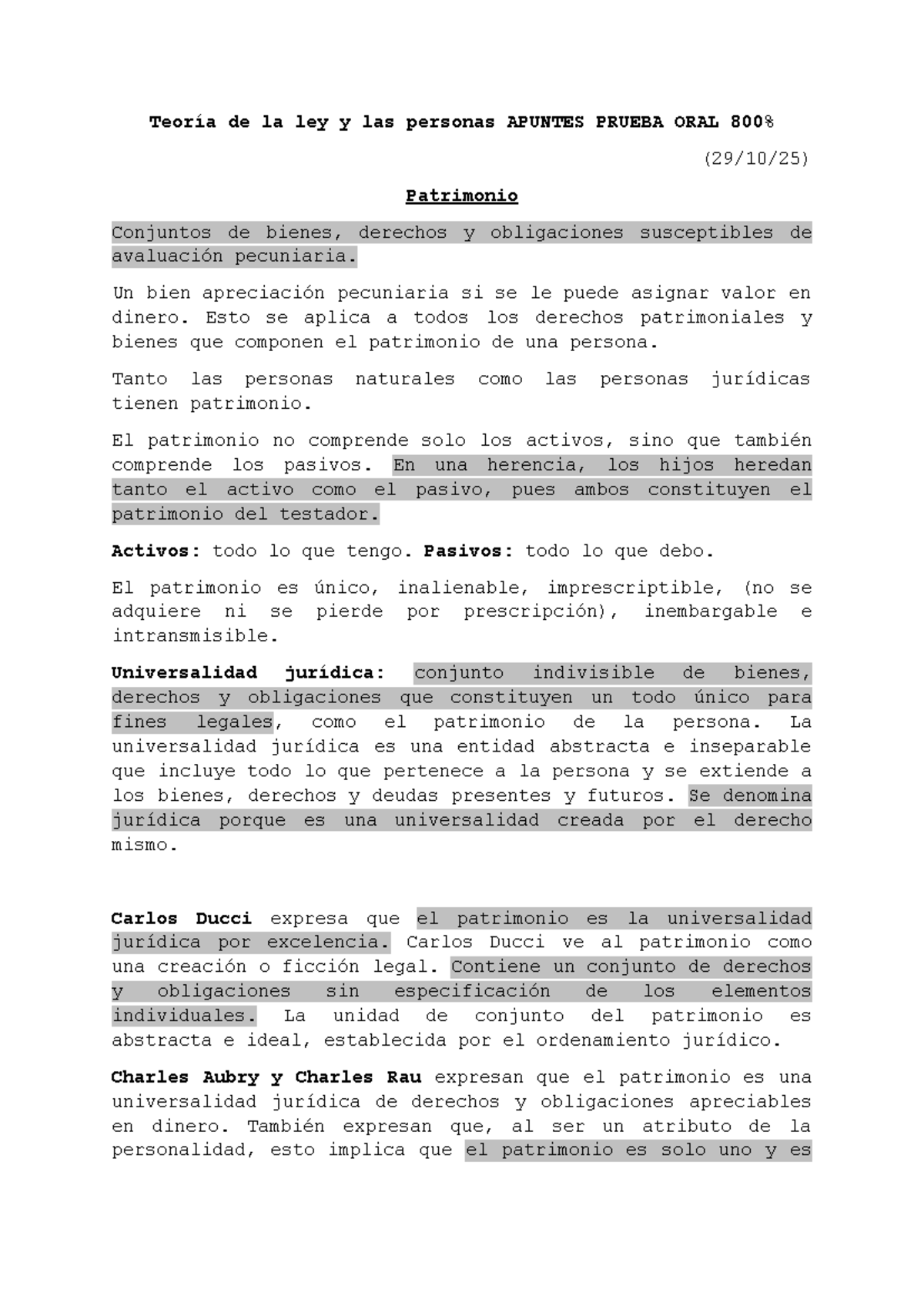Teoría de la Ley y las Personas: Apuntes para Prueba Oral - Studocu