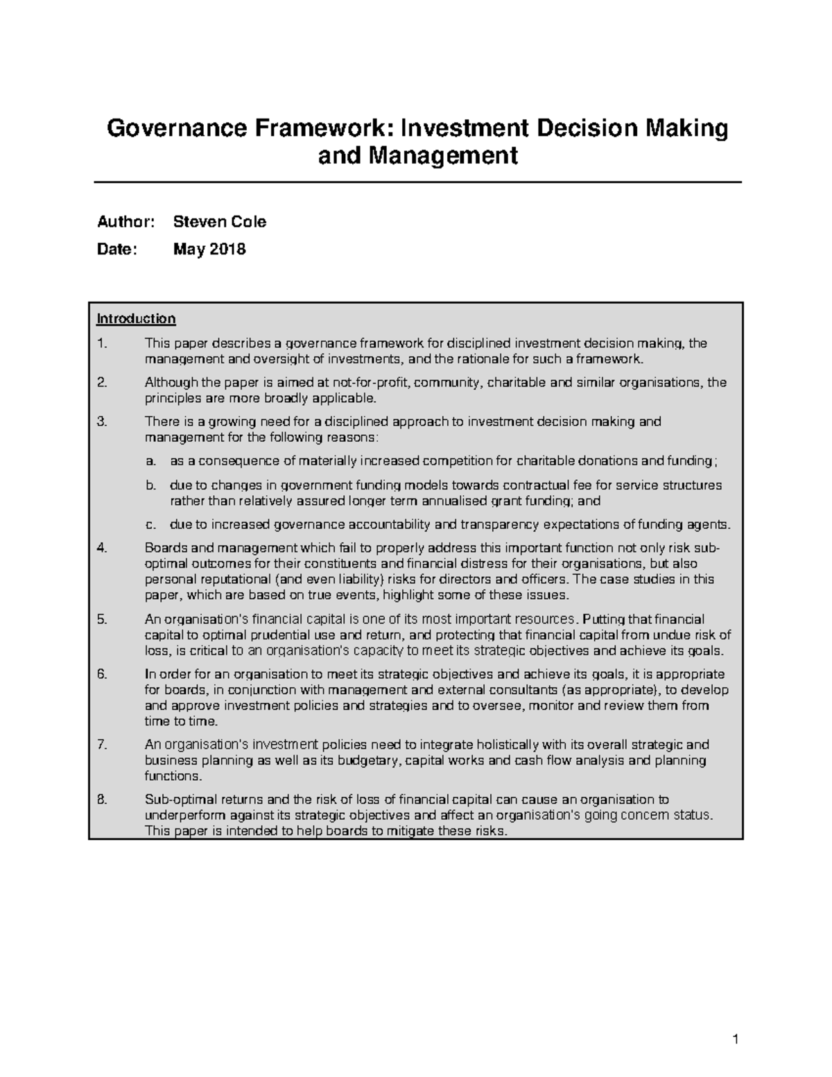 Image result for Governance Framework for Investment Decision Making (FIN 101) - Studocu