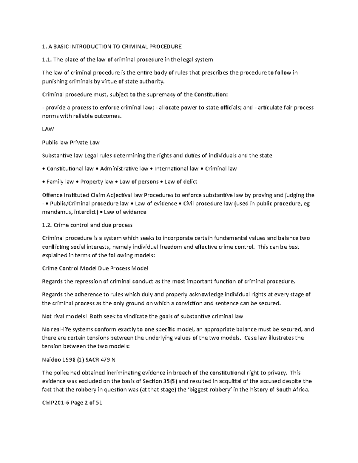 Criminal Procedure - Lecture Notes on Parts 1-10 (CMP201-6) - Studocu
