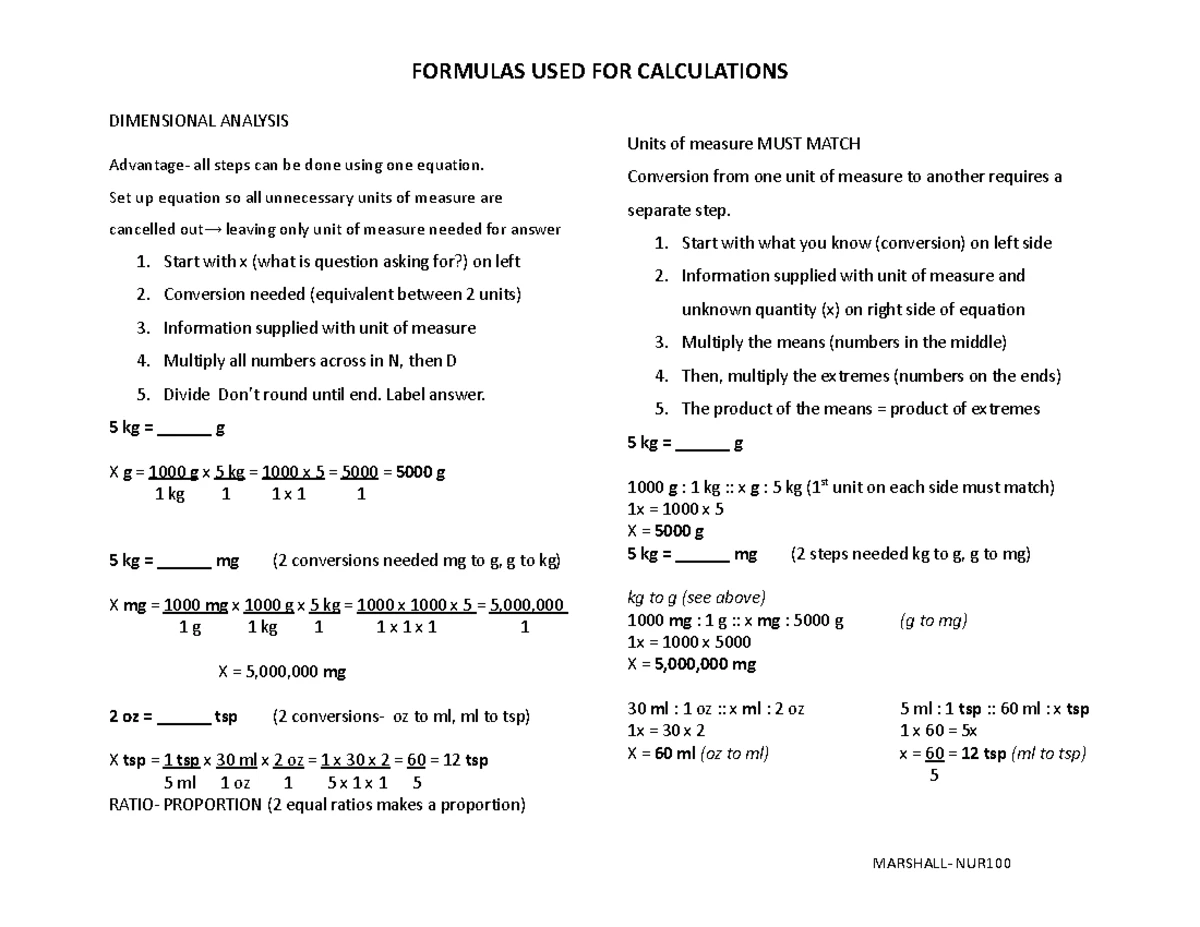 Comprehensive Final Exam Review Conversions and Oral, Parenteral, IV ...