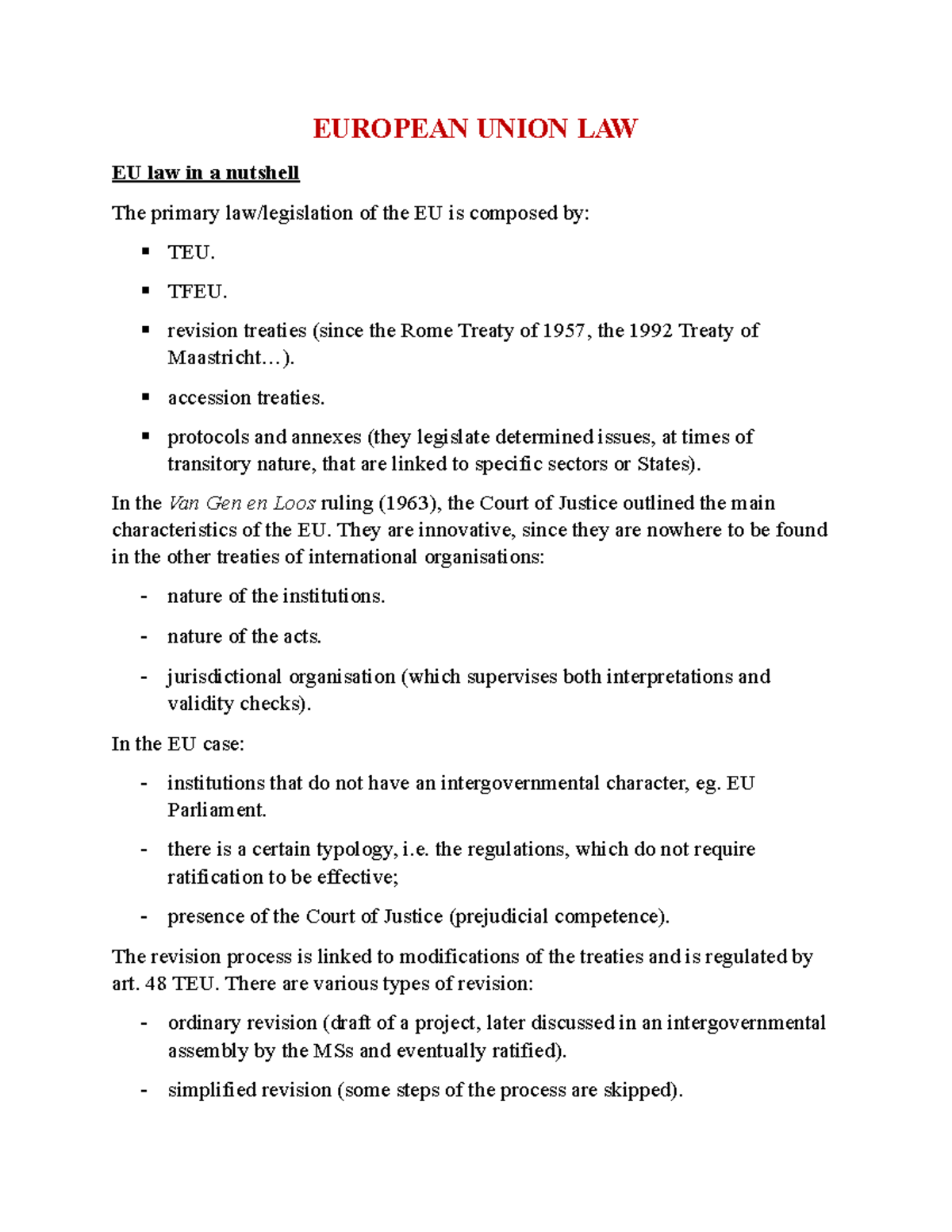 EU LAW X Final Exam Study Guide - Key Topics & Updates - Studocu
