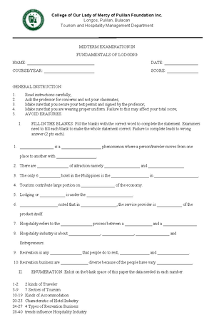 COLM LAHT EXAM - Sample - College of Our Lady of Mercy of Pulilan ...