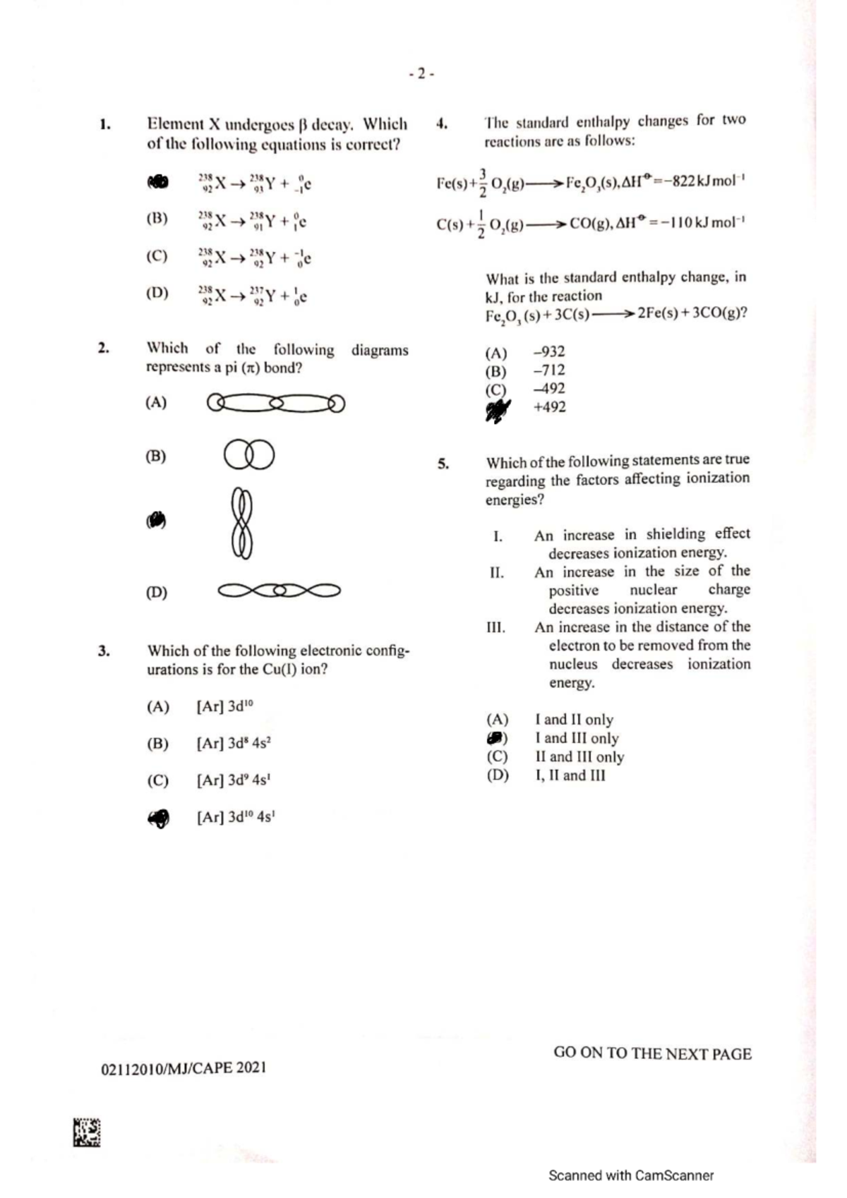 Chemistry 2021 U1 P1 - MCQ Practice Questions on Element Decay and ...