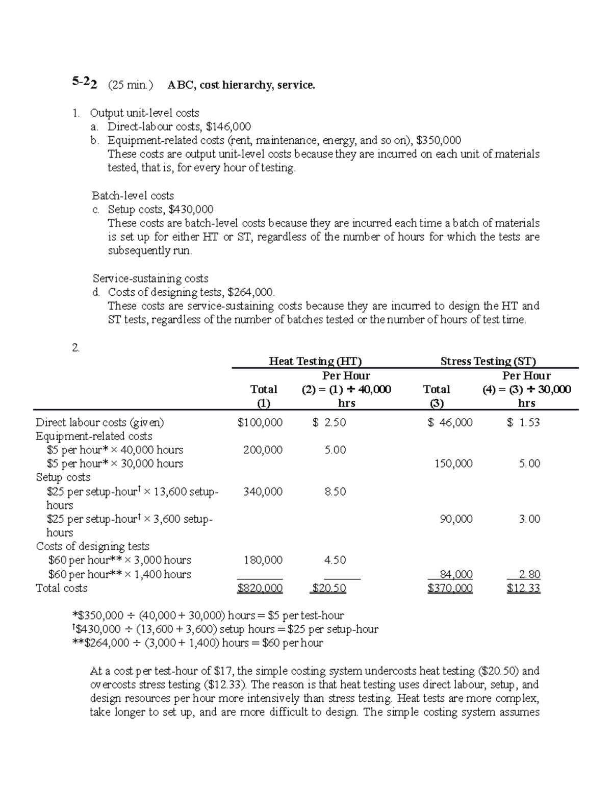 Solutions for Lecture 4 - 5-22 (25 min.) ABC, cost hierarchy, service ...