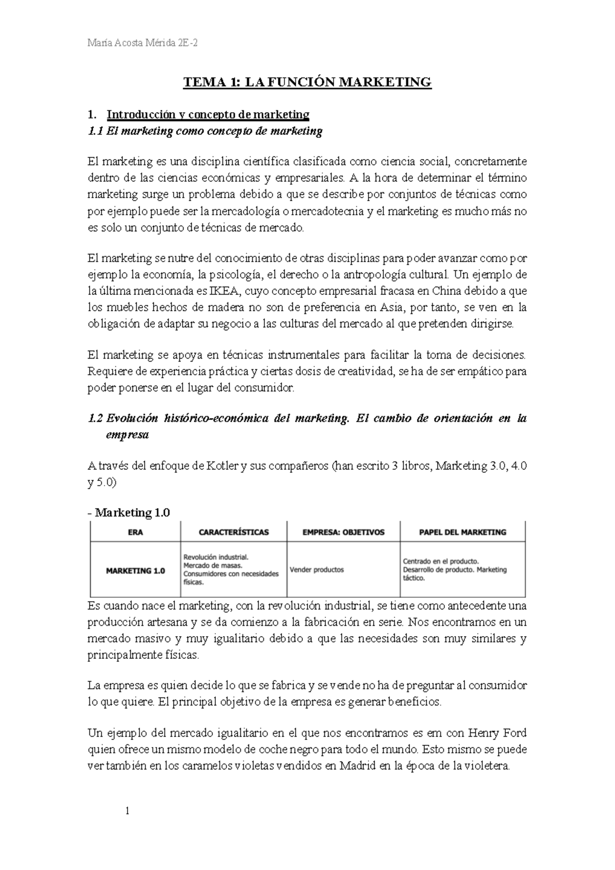 TEMA 1: LA FUNCIÓN DEL MARKETING - Introducción y Evolución - Studocu