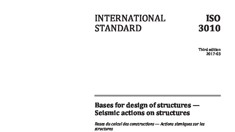 ISO 3010:2017 - Seismic Actions on Structures: Design Principles and ...