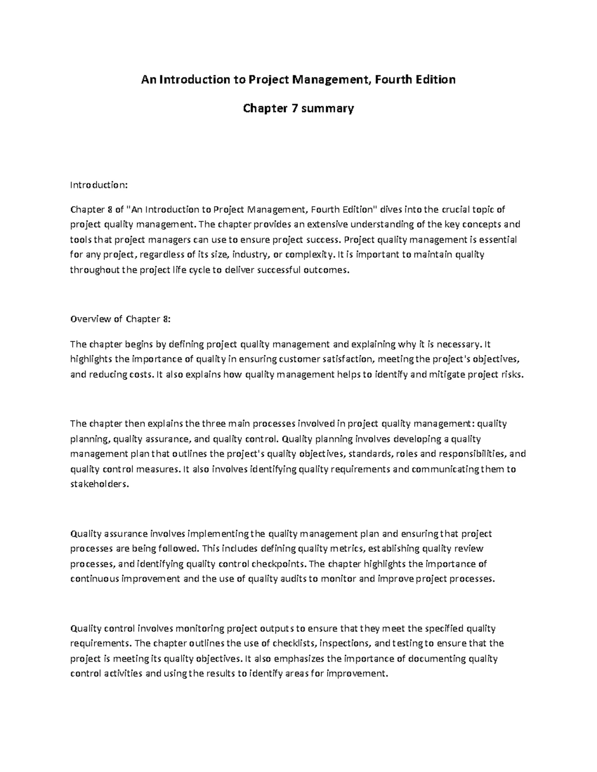 Answers of discussion questions chapter 1 Introduction to Project ...