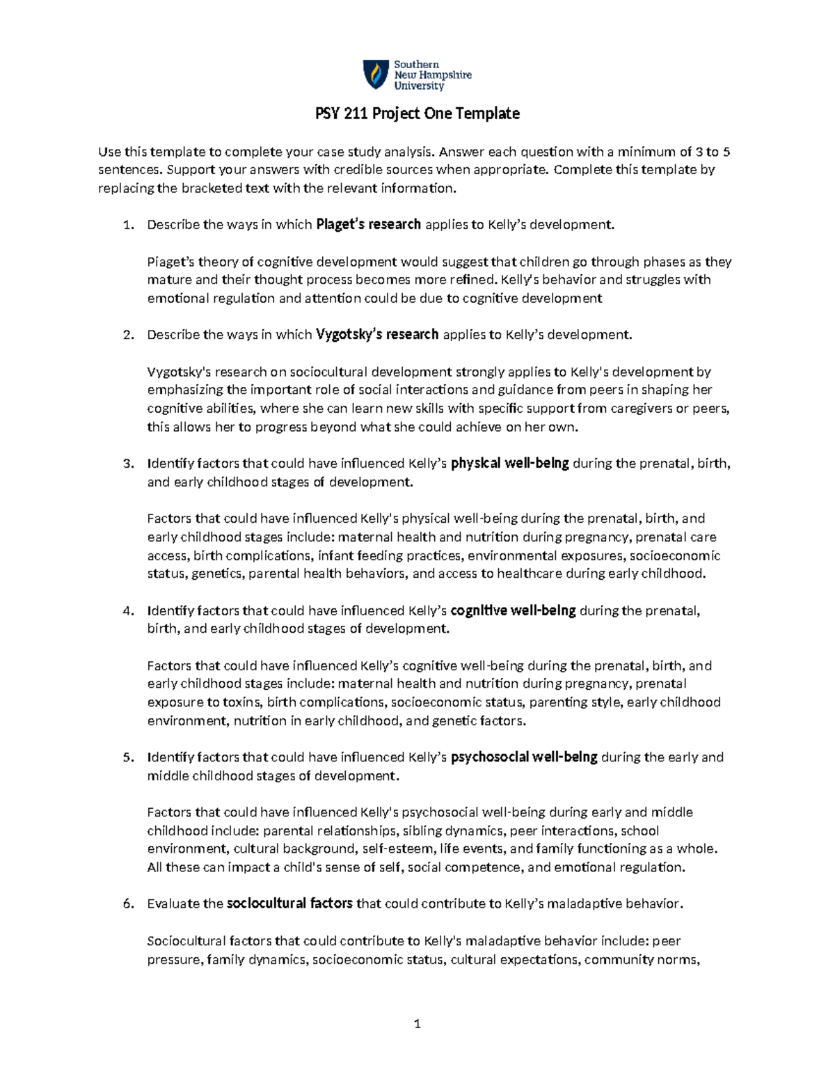 PSY 211 Module 6 Case Study Analysis Template - Studocu